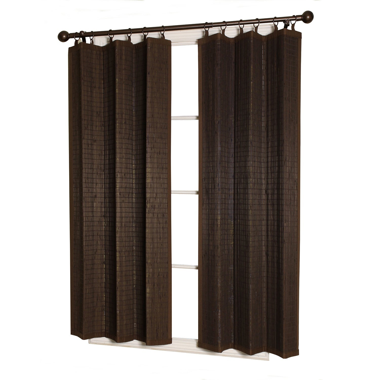 Versailles - Ring Top Bamboo Curtain Panel, Brass Grommets, 40" x 63", Espresso