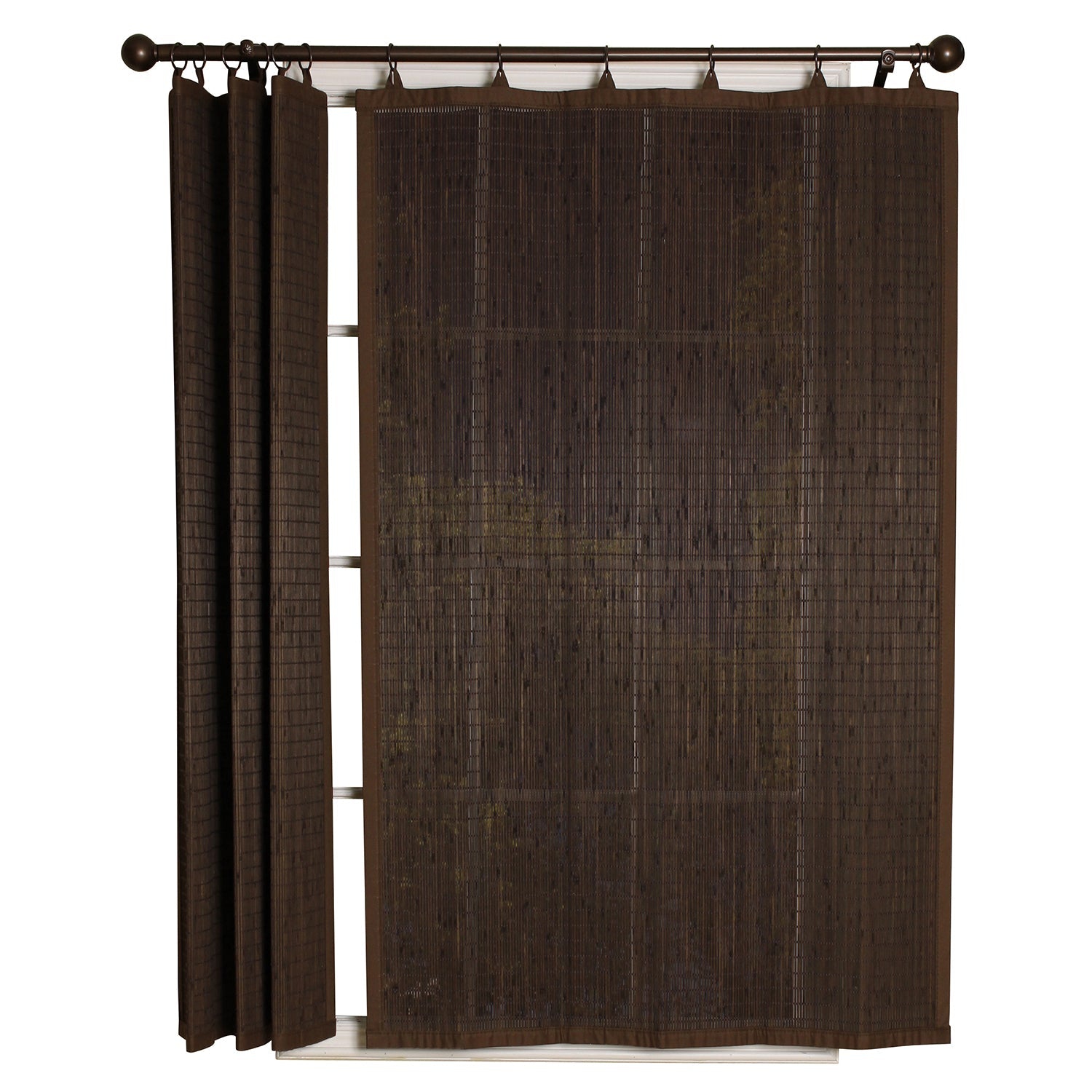 Versailles - Ring Top Bamboo Curtain Panel, Brass Grommets, 40" x 63", Espresso