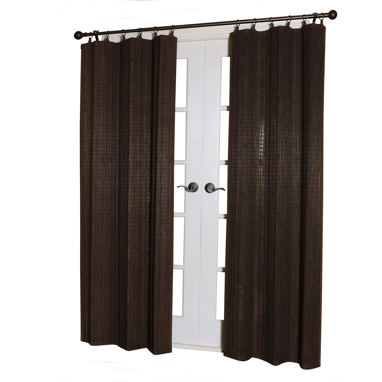 Versailles - Ring Top Bamboo Curtain Panel, Brass Grommets, 40" x 84", Espresso