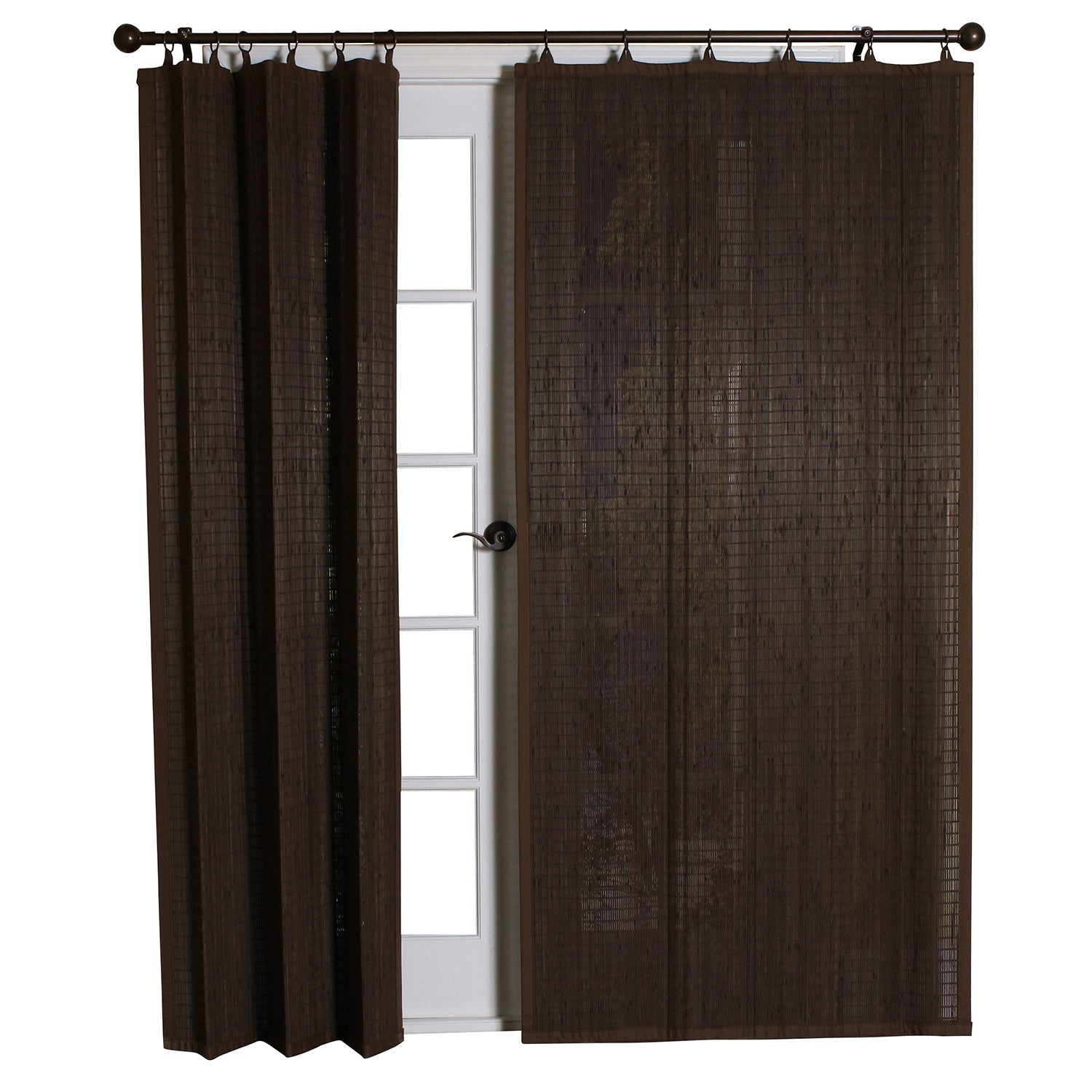 Versailles - Ring Top Bamboo Curtain Panel, Brass Grommets, 40" x 84", Espresso