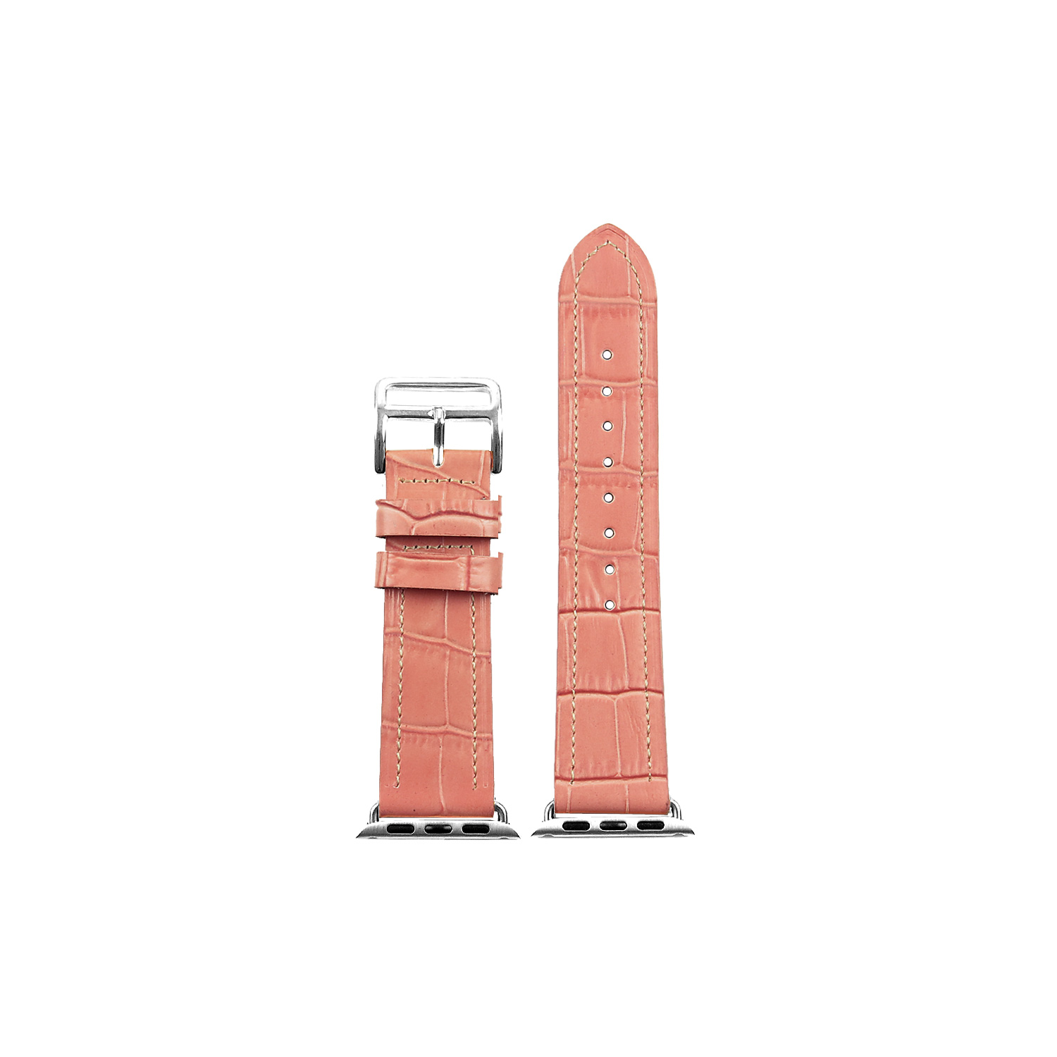 DASSARI Croc Embossed Leather Strap Band for 38mm Apple Watch w/ Hermes Buckle in Pink