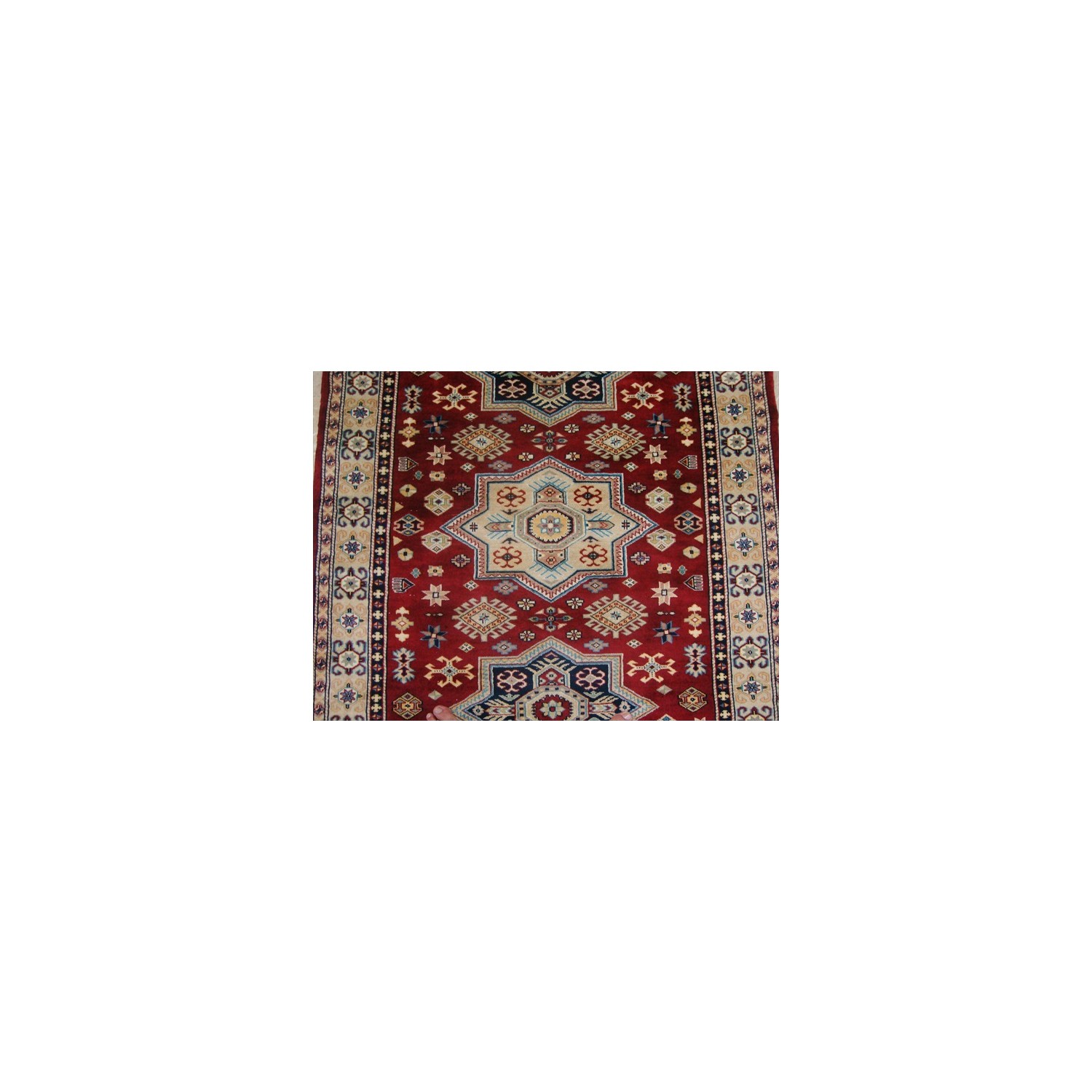 Ahmedani Shirvan Kuba Caucasion Geometric Fine Veg Dye Hand Knotted Rug Carpet 6.0' x 4.3' Area Rug - Red