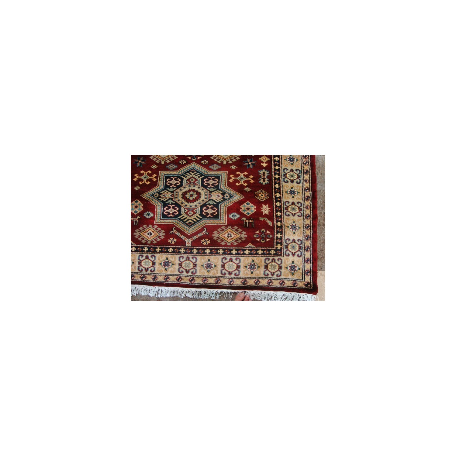 Ahmedani Shirvan Kuba Caucasion Geometric Fine Veg Dye Hand Knotted Rug Carpet 6.0' x 4.3' Area Rug - Red