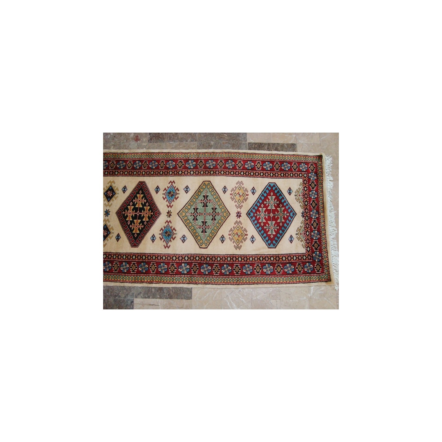 Ahmedani Wow Shirvan Floral Geometric Designed Hand Knotted Soft Hall Way Rug 10.1' x 2.8' Hallway Runner - Multi-Colour