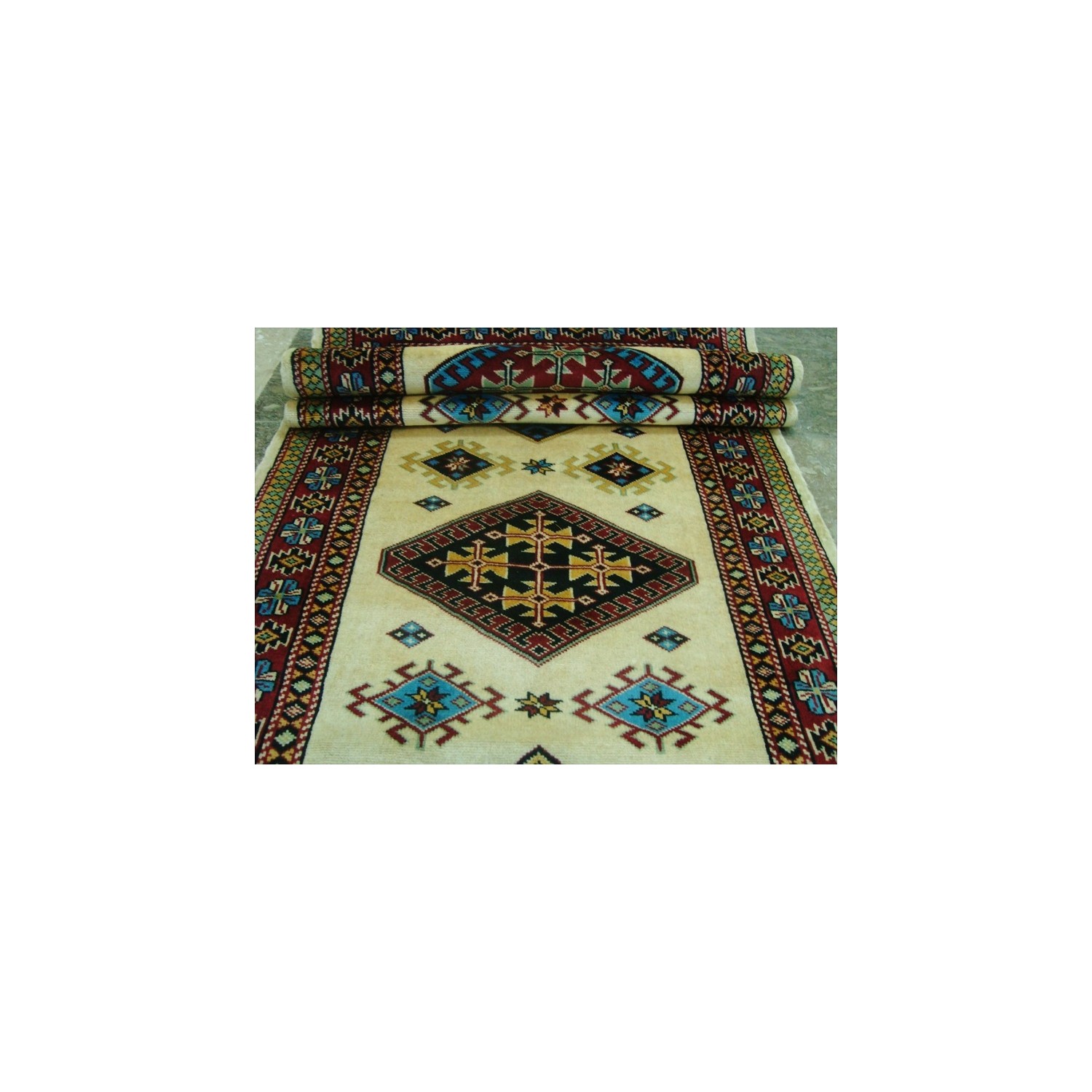 Ahmedani Wow Shirvan Floral Geometric Designed Hand Knotted Soft Hall Way Rug 10.1' x 2.8' Hallway Runner - Multi-Colour