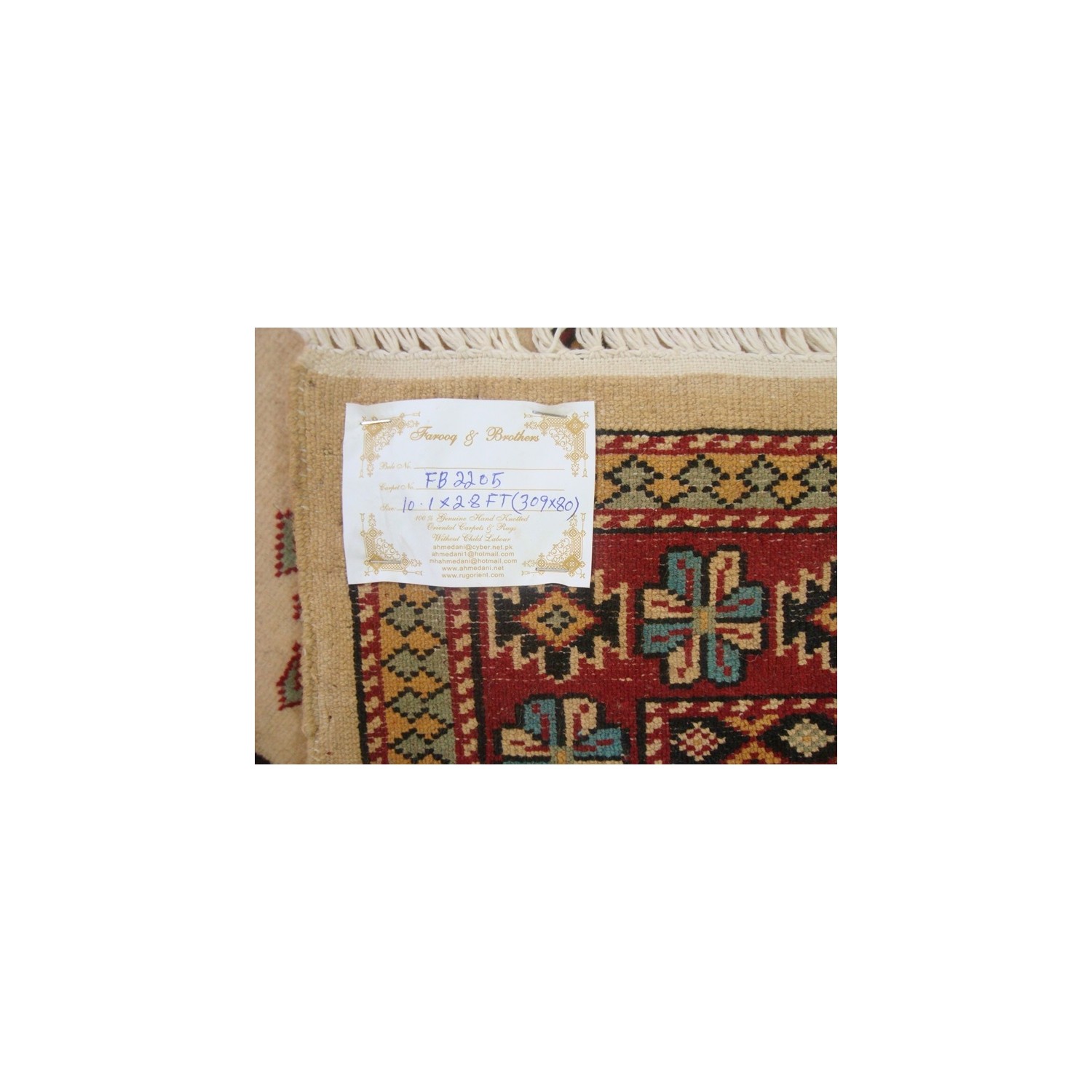 Ahmedani Wow Shirvan Floral Geometric Designed Hand Knotted Soft Hall Way Rug 10.1' x 2.8' Hallway Runner - Multi-Colour