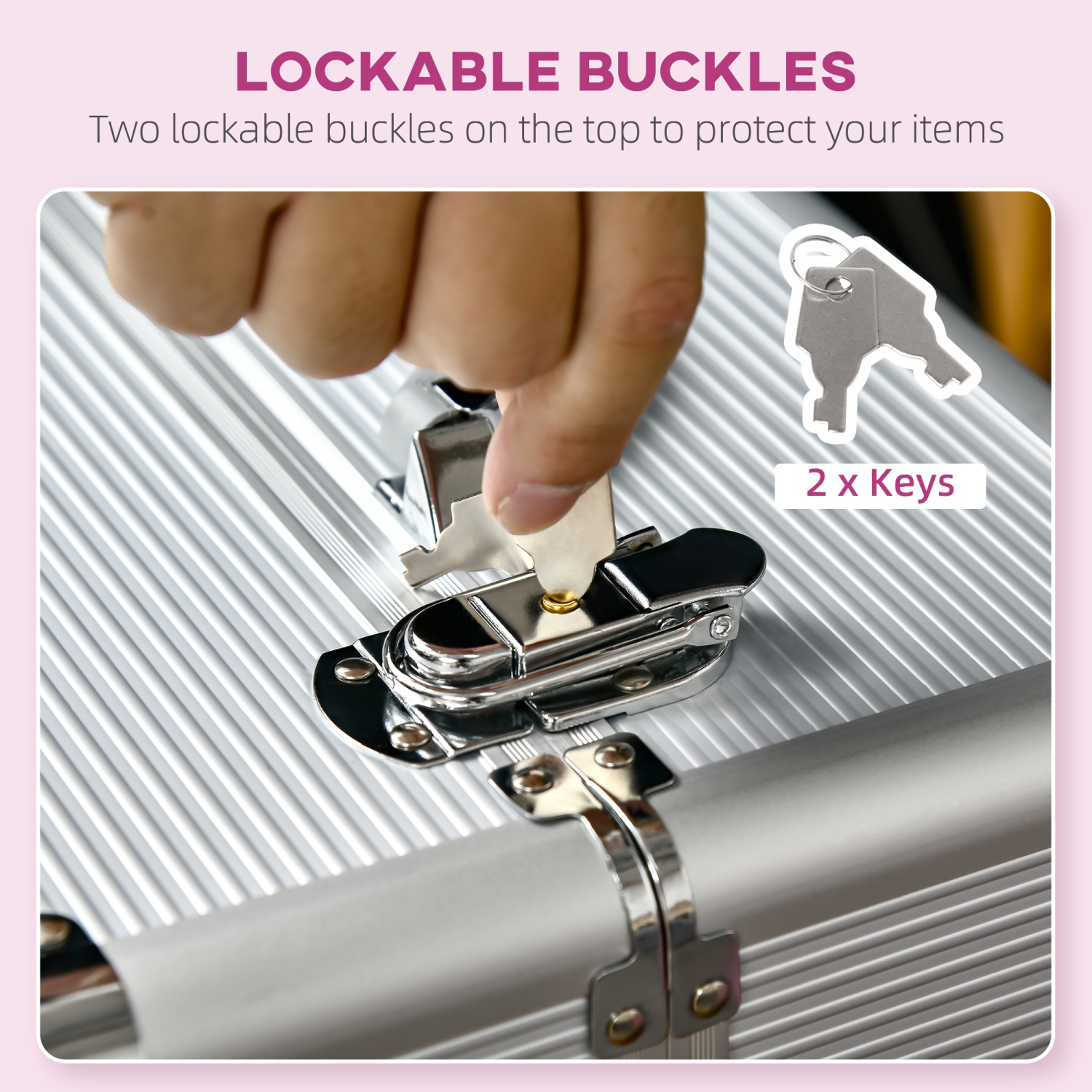 HOMCOM – Mallette de train pour maquillage roulant, grand chariot de rangement pour cosmétiques, chariot de voyage verrouillable avec plateaux