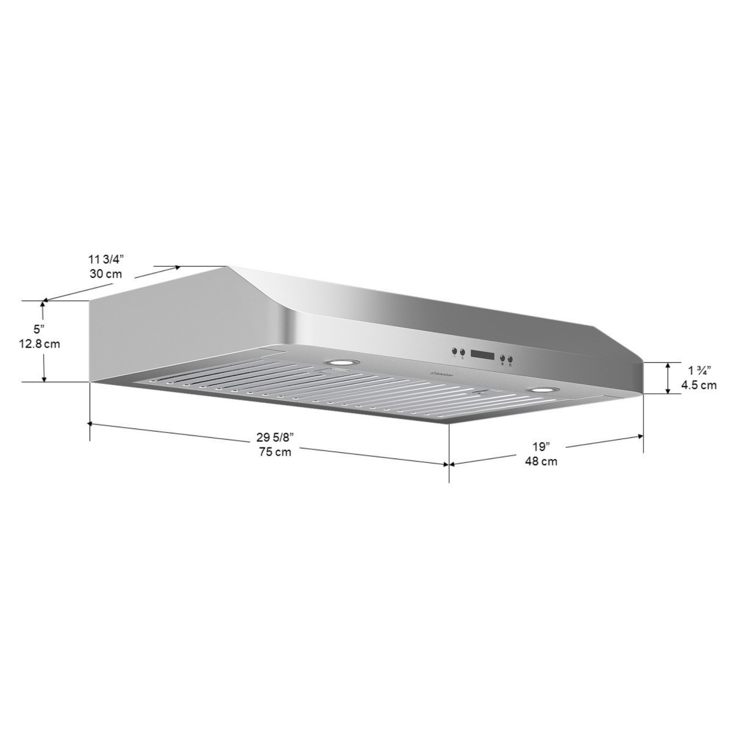 Ancona Slim Chef 30" Under Cabinet Range Hood in Stainless Steel