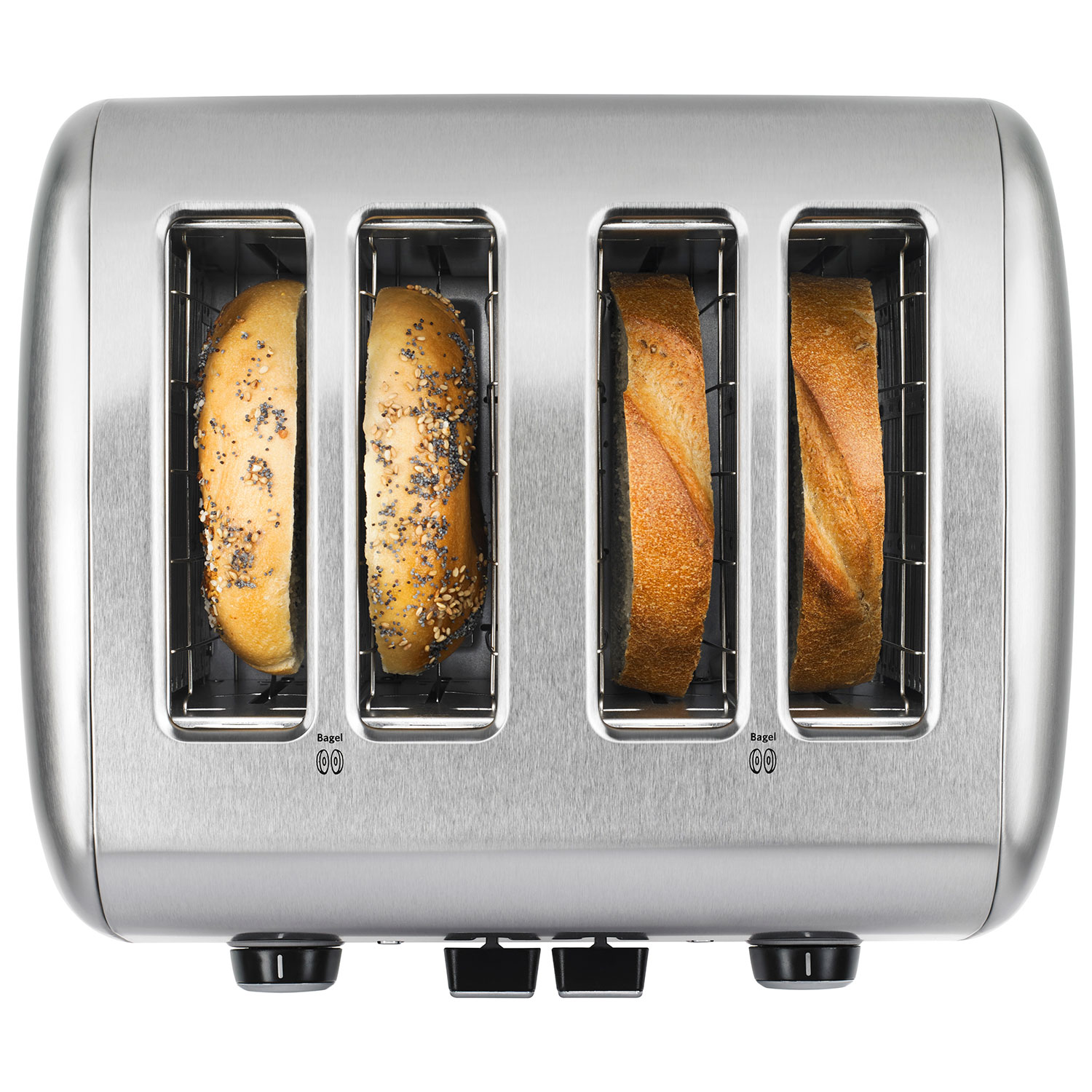 Brushed steel outlet toaster