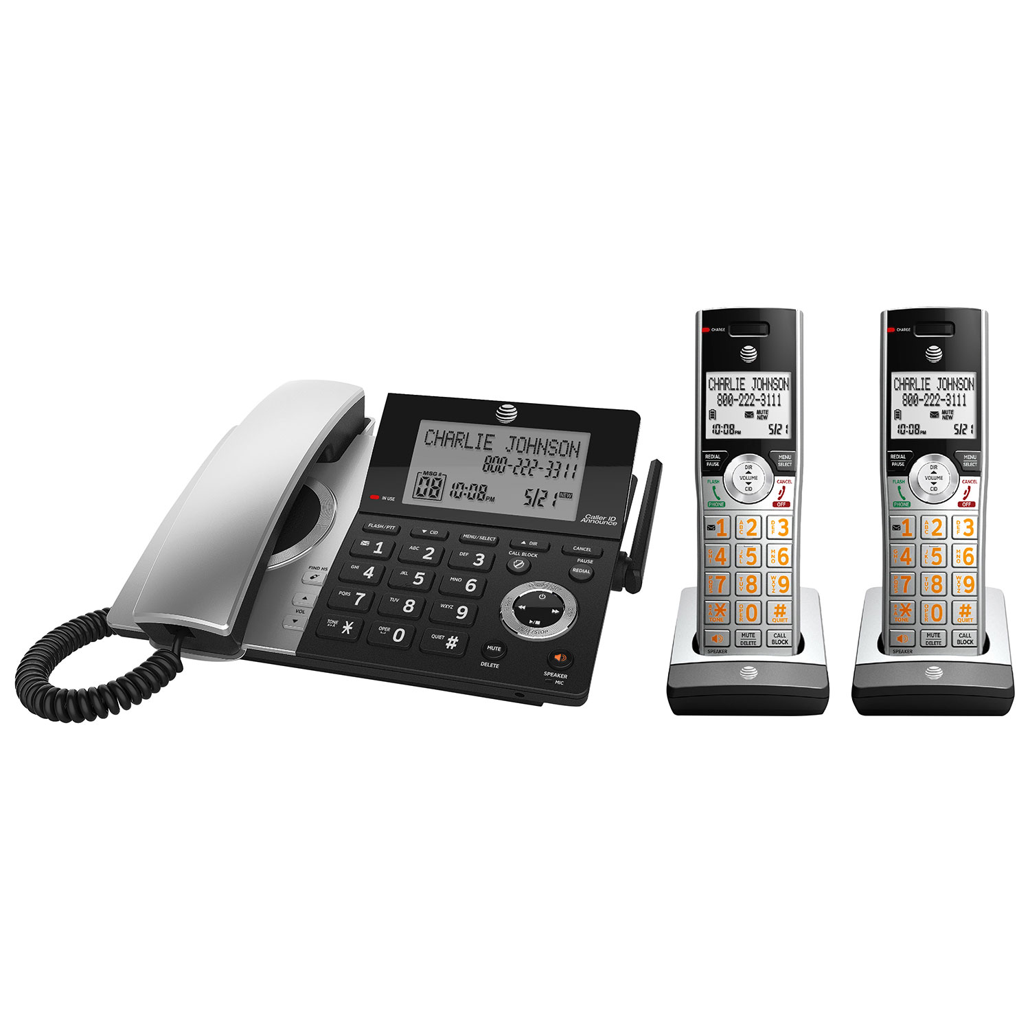 Téléphone avec/ss fil DECT 6.0 2 combinés identification appelant et répondeur AT&T - Arg