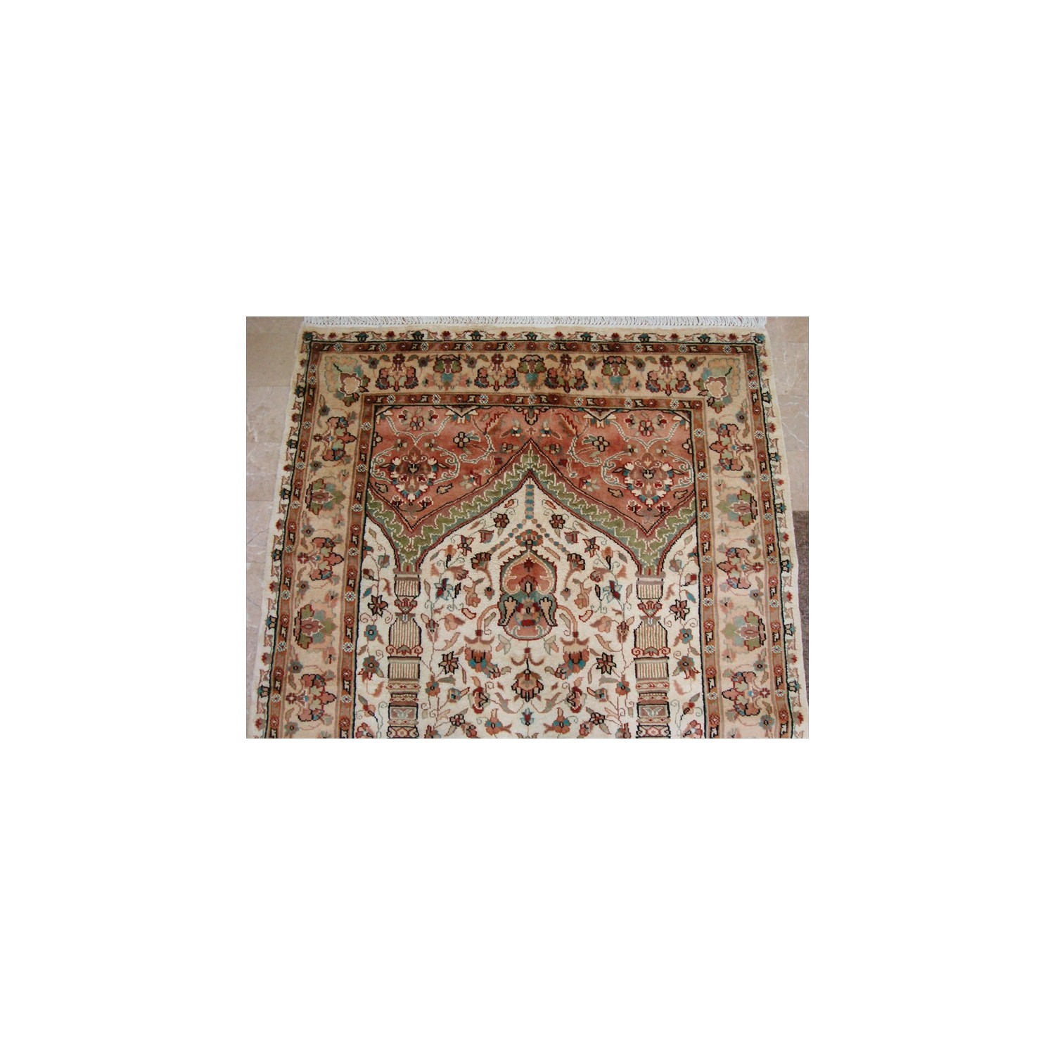 Ahmedani Exclusive Mehrab Floral Vaas Love Hand Knotted Wool Silk Carpet 5.11' x 4.0' Area Rug - Multi-Colour