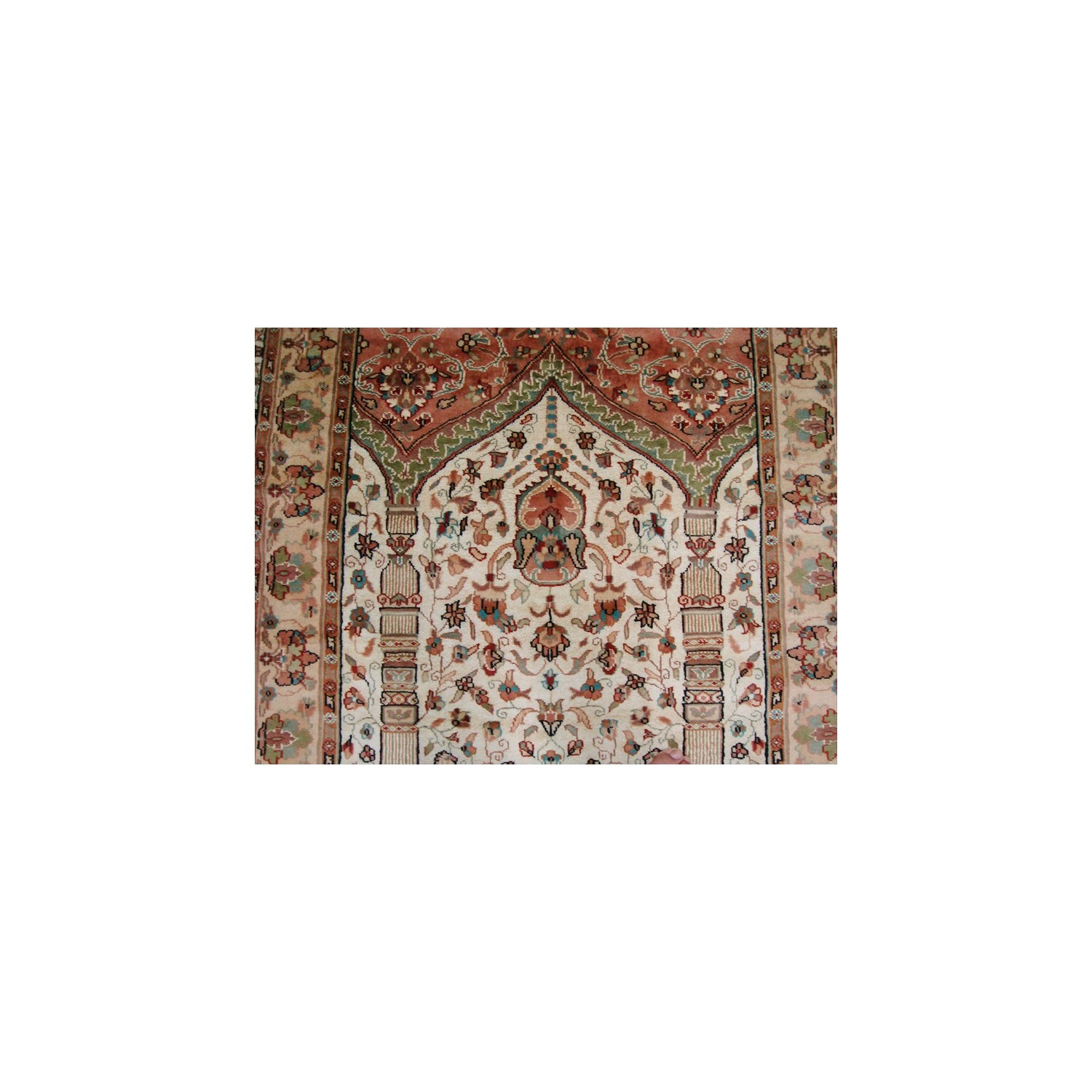 Ahmedani Exclusive Mehrab Floral Vaas Love Hand Knotted Wool Silk Carpet 5.11' x 4.0' Area Rug - Multi-Colour