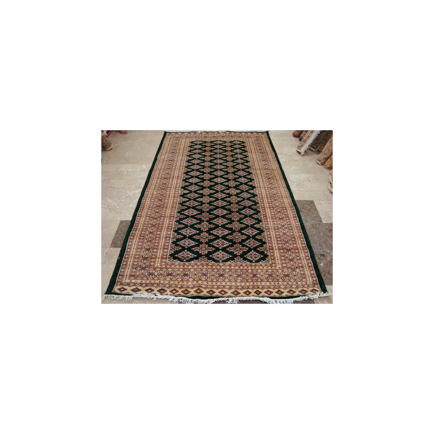 Ahmedani Awesome Jaldar Abstract Hand Knotted Wool Silk Carpet 8.3' x 5.0' Area Rug - Green