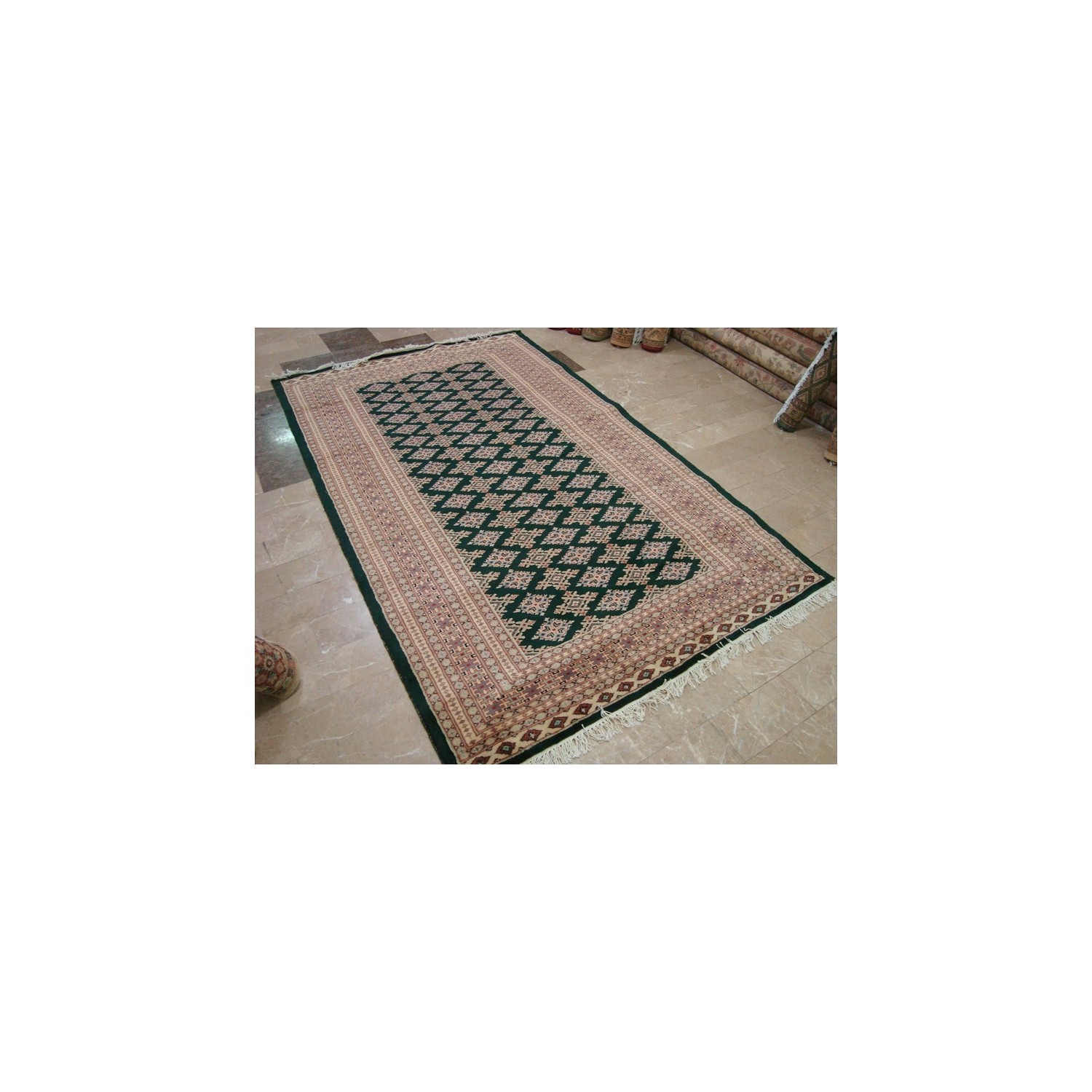 Ahmedani Awesome Jaldar Abstract Hand Knotted Wool Silk Carpet 8.3' x 5.0' Area Rug - Green