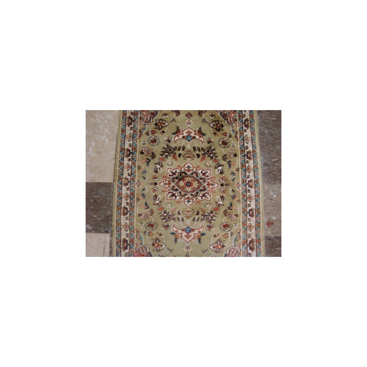 Exclusive Ivory Medallion Flowers Oriental Area Rug Hand Knotted Wool Silk Carpet'