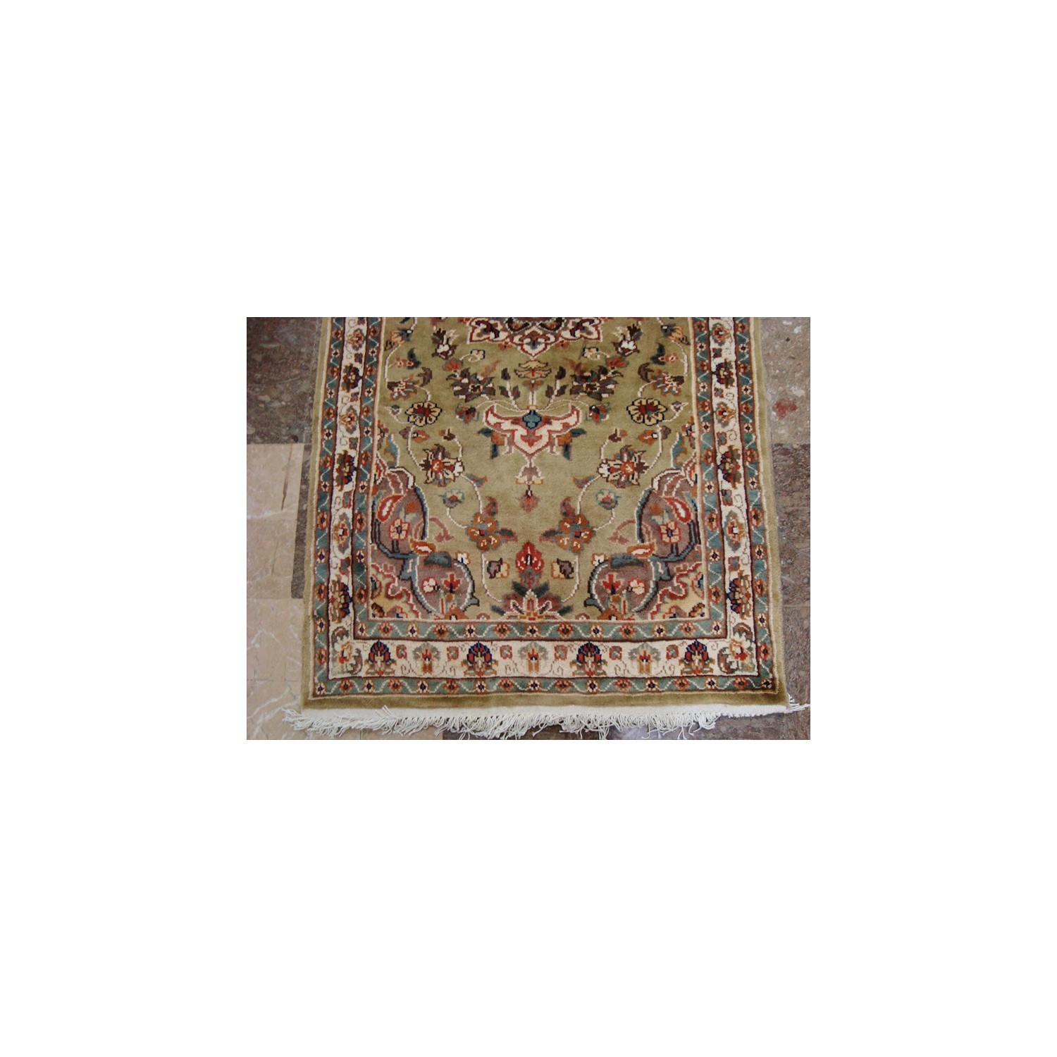 Exclusive Ivory Medallion Flowers Oriental Area Rug Hand Knotted Wool Silk Carpet'
