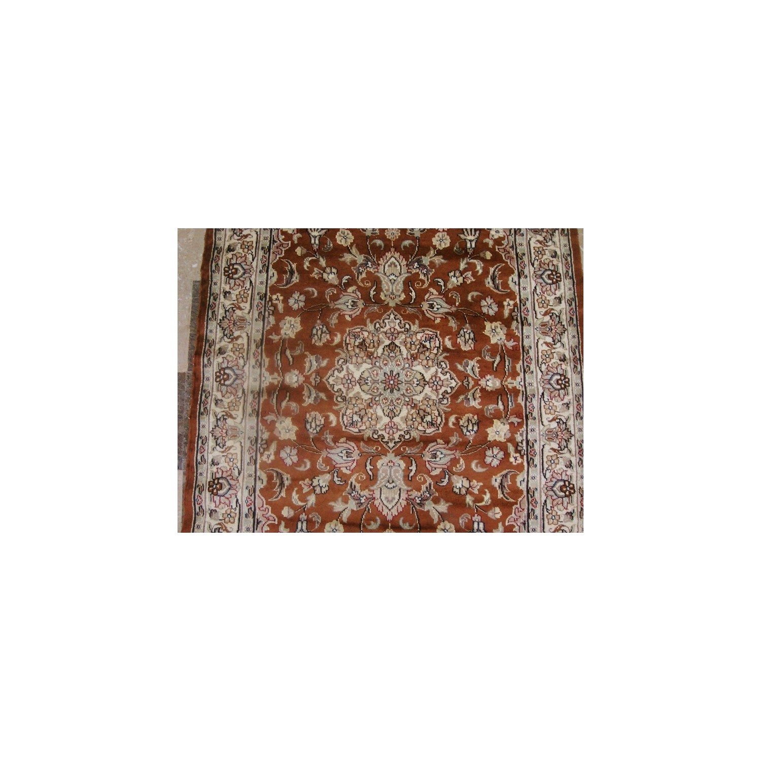 Exclusive Exotic Dark Rust Burnt Orange Rectangle Area Rug Hand Knotted Wool Silk Carpet'