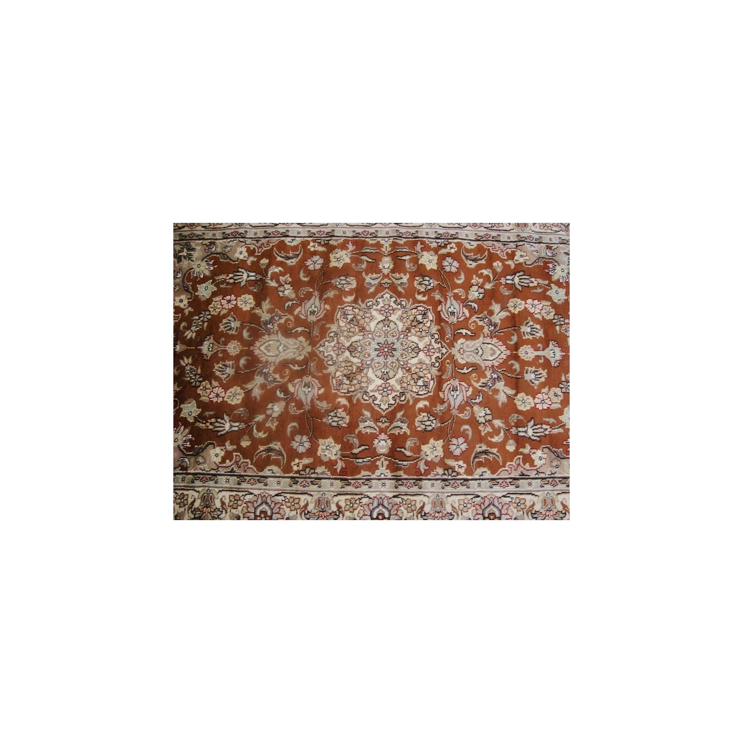 Exclusive Exotic Dark Rust Burnt Orange Rectangle Area Rug Hand Knotted Wool Silk Carpet'