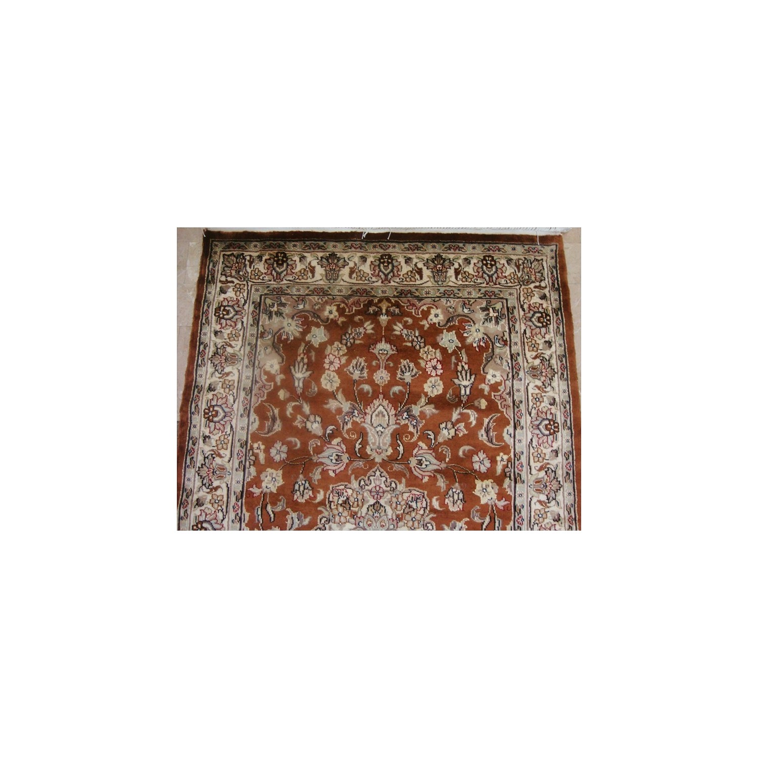 Exclusive Exotic Dark Rust Burnt Orange Rectangle Area Rug Hand Knotted Wool Silk Carpet'