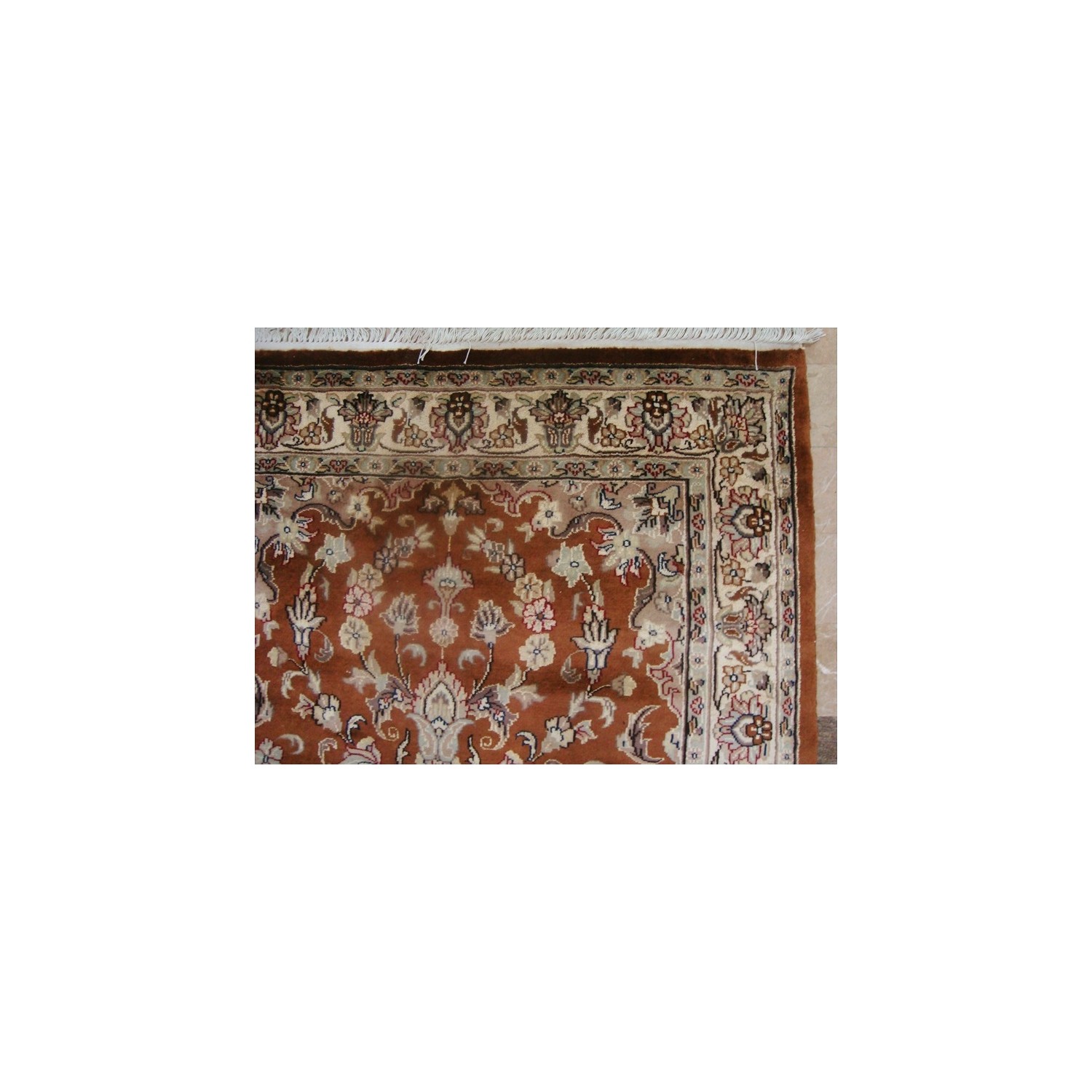 Exclusive Exotic Dark Rust Burnt Orange Rectangle Area Rug Hand Knotted Wool Silk Carpet'