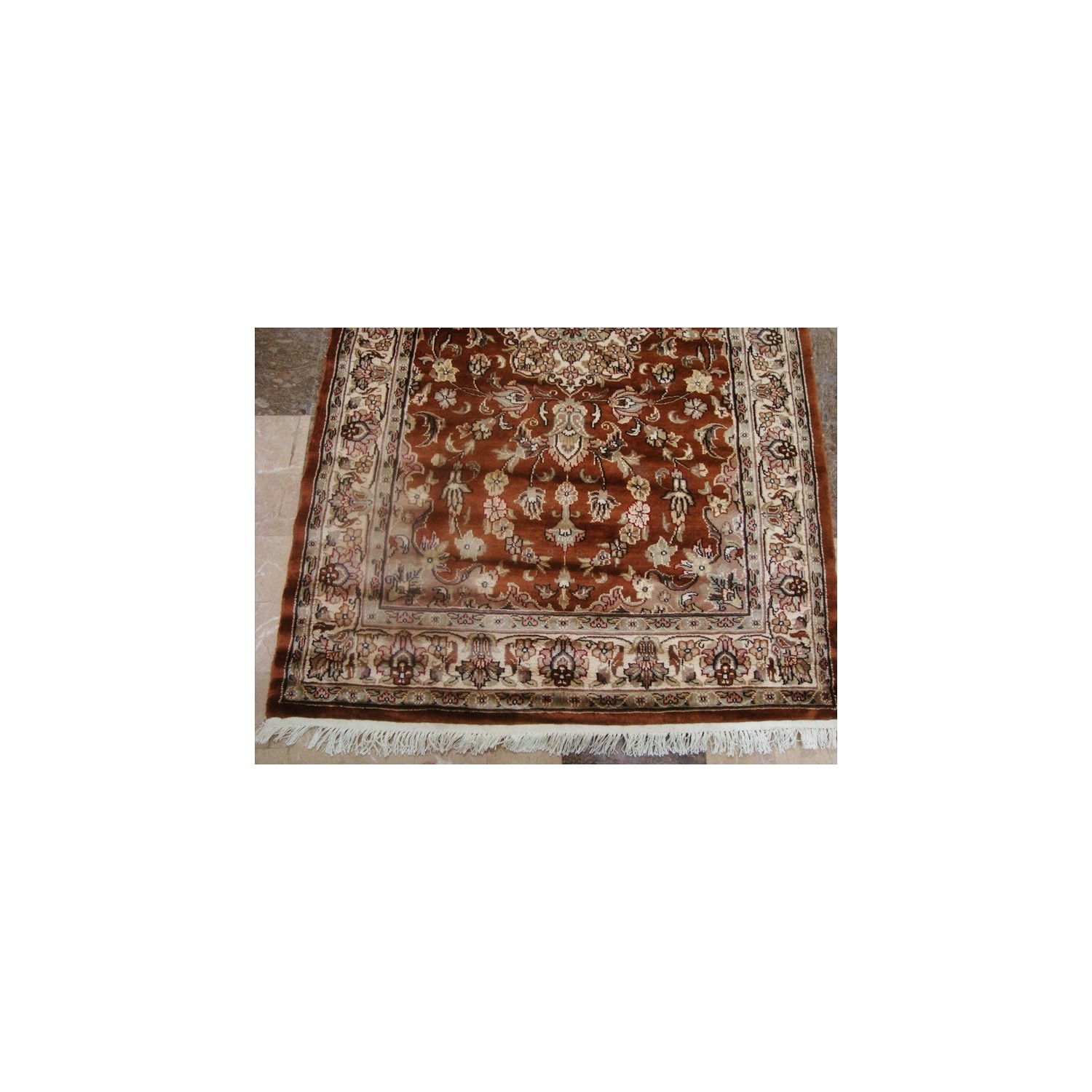 Exclusive Exotic Dark Rust Burnt Orange Rectangle Area Rug Hand Knotted Wool Silk Carpet'