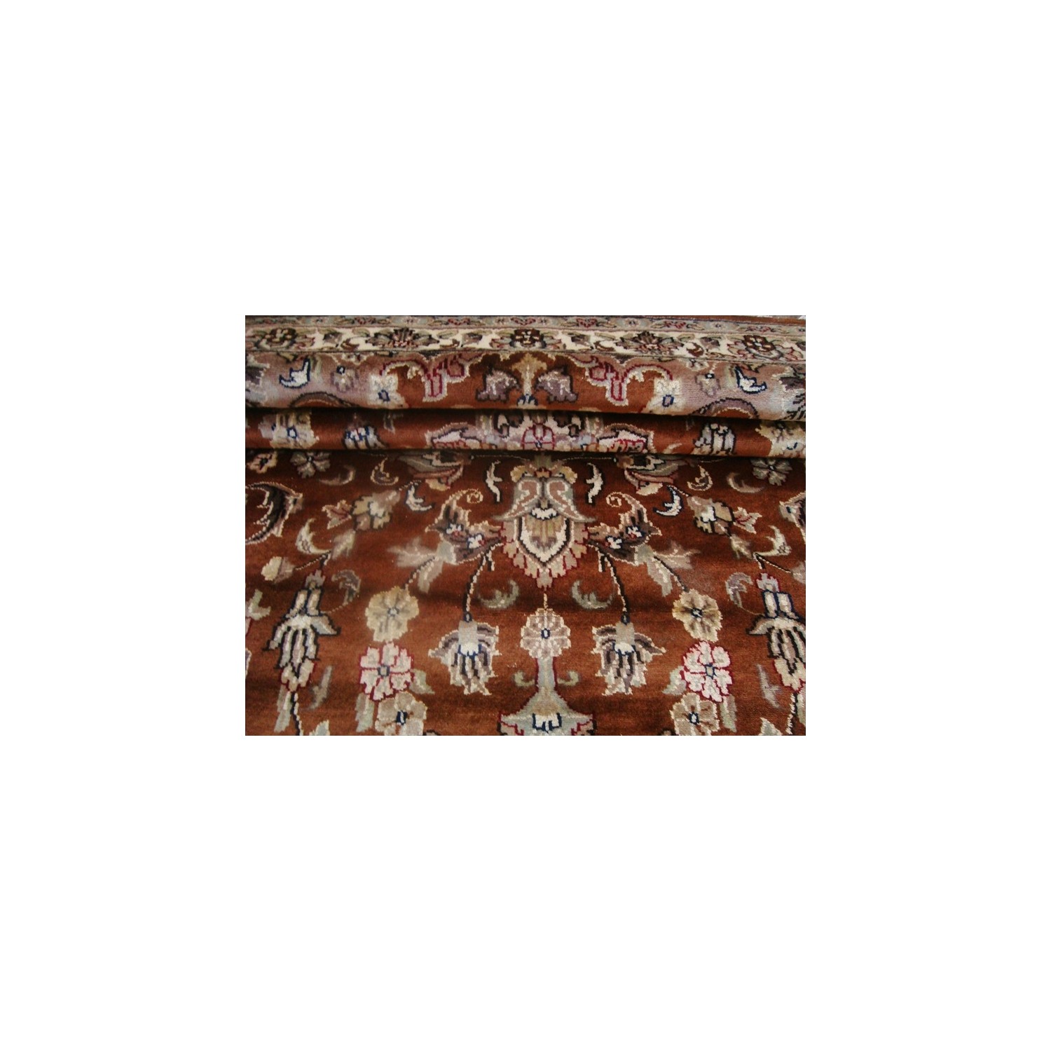 Exclusive Exotic Dark Rust Burnt Orange Rectangle Area Rug Hand Knotted Wool Silk Carpet'