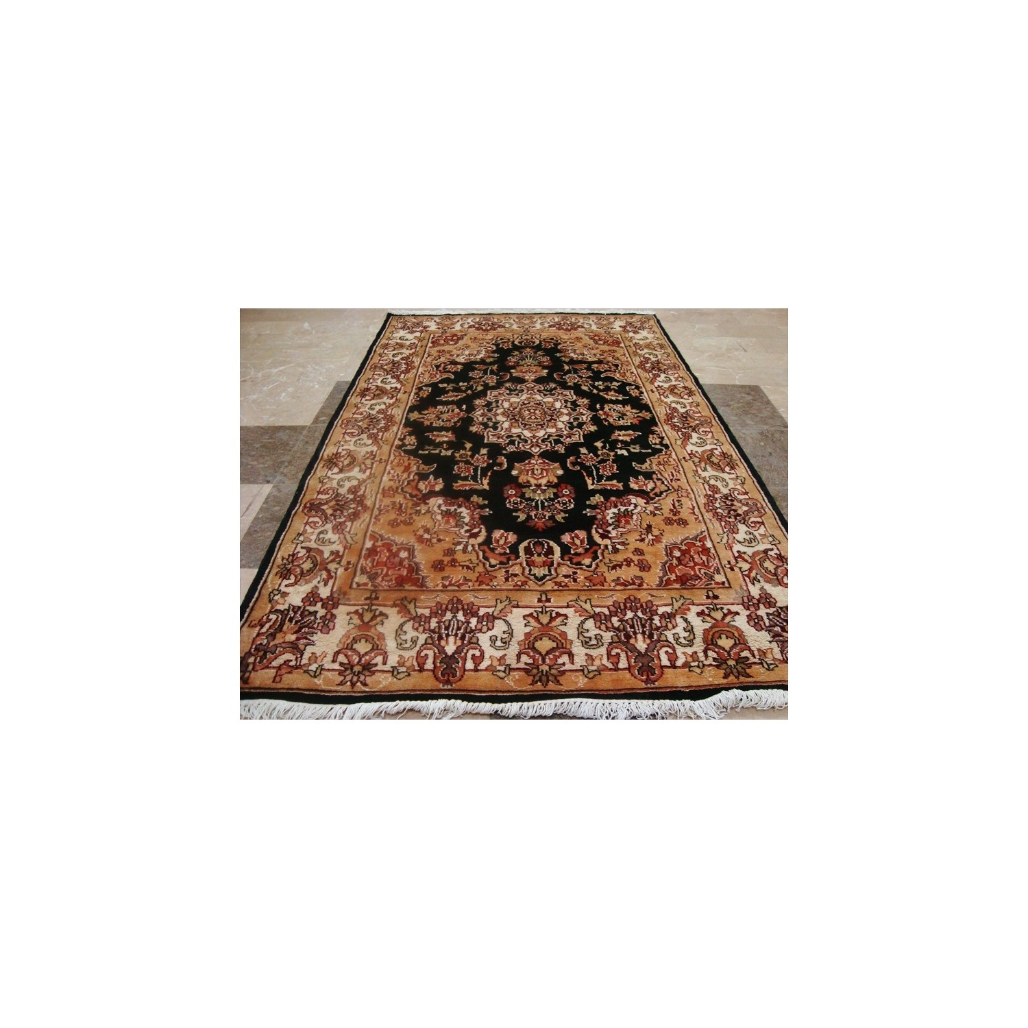 Wow Exclusive Exotic Black Amazed Rectangle Area Rug Hand Knotted Wool Silk Carpet'