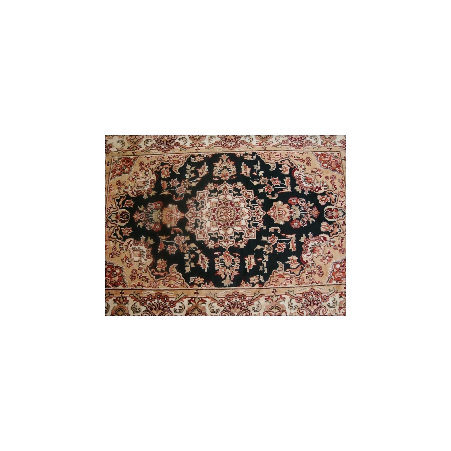 Wow Exclusive Exotic Black Amazed Rectangle Area Rug Hand Knotted Wool Silk Carpet'