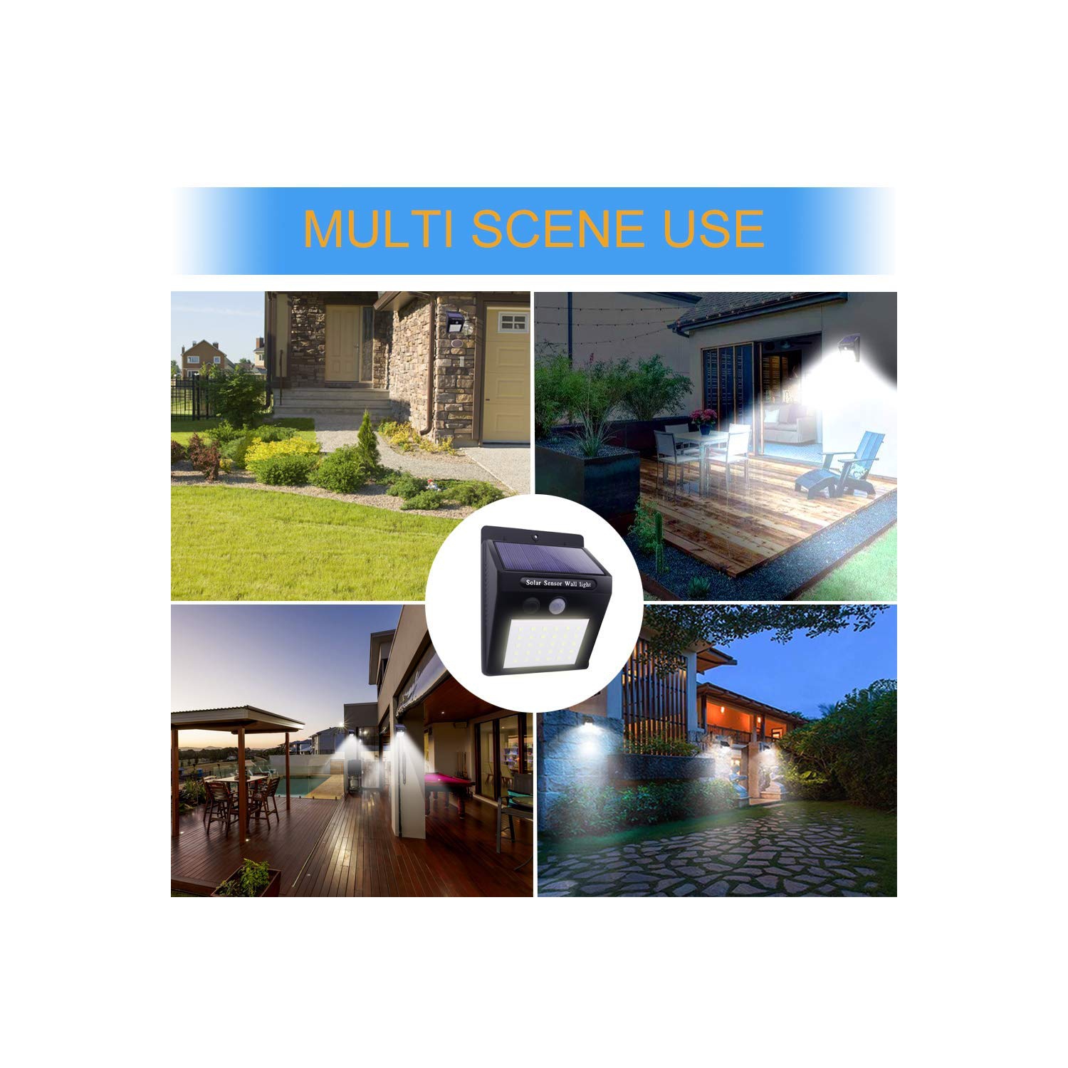 MegaPower 30 LEDs Waterproof Security Motion Sensor Solar Light 4PCS PACK