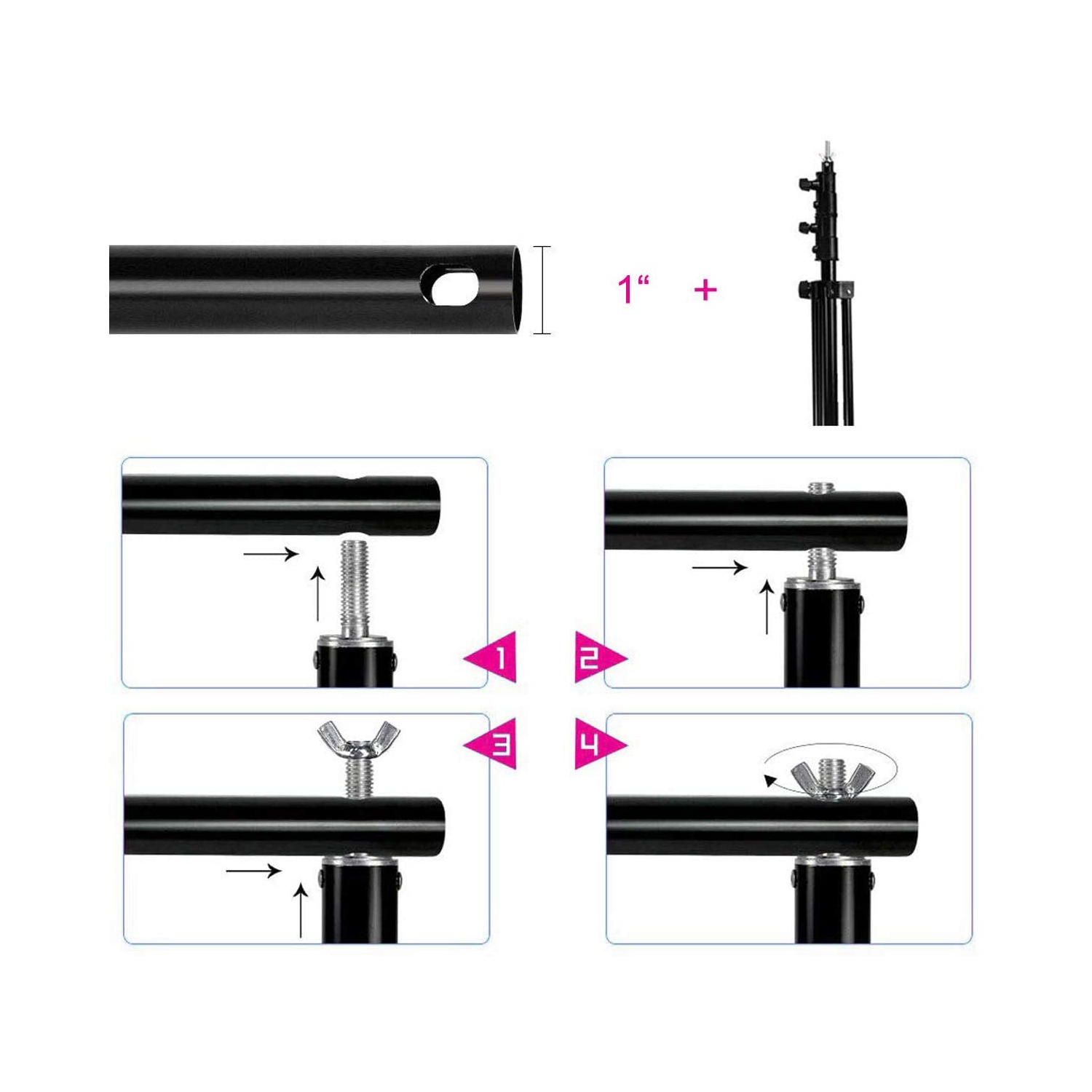 Duramex Photography 10' Wide x 7' FT High Background Stand with 8 Clips, 2 Sand Bags and Carrying Bag for Backdrop Muslin Paper with Two Stands,