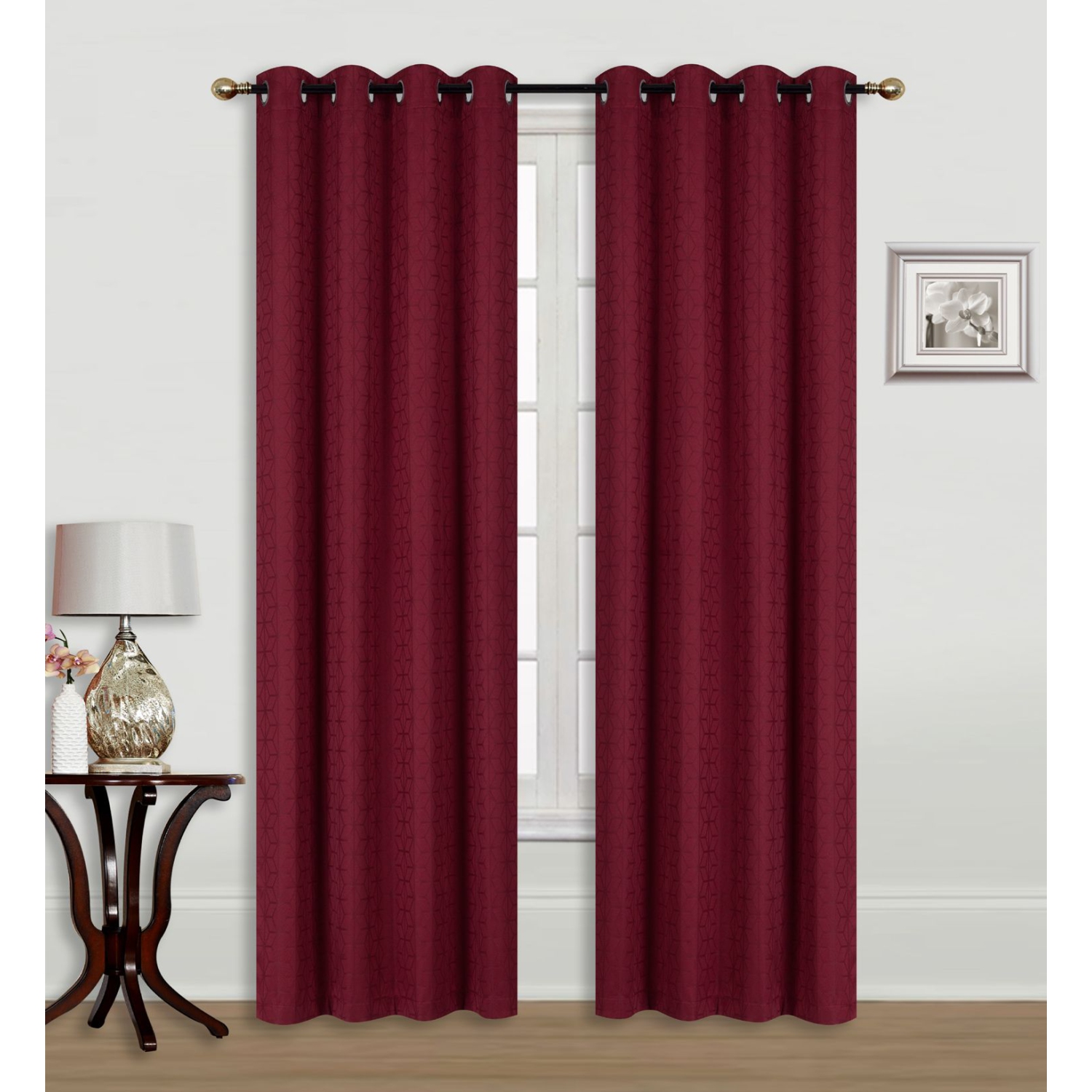 JACQUARD BLACKOUT PANEL W 8 GROM (BURGUNDY)