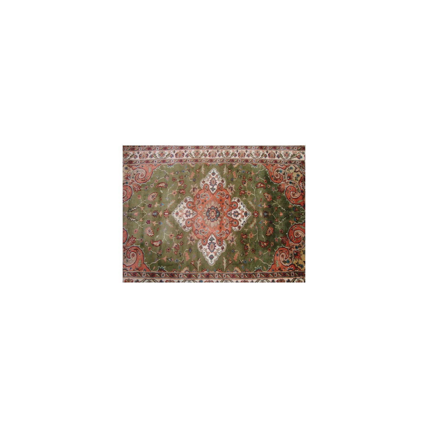 Ahmedani Lovely Medallion Hand Knotted Wool Silk Carpet 6.0' x 4.0' Area Rug - Olive Green