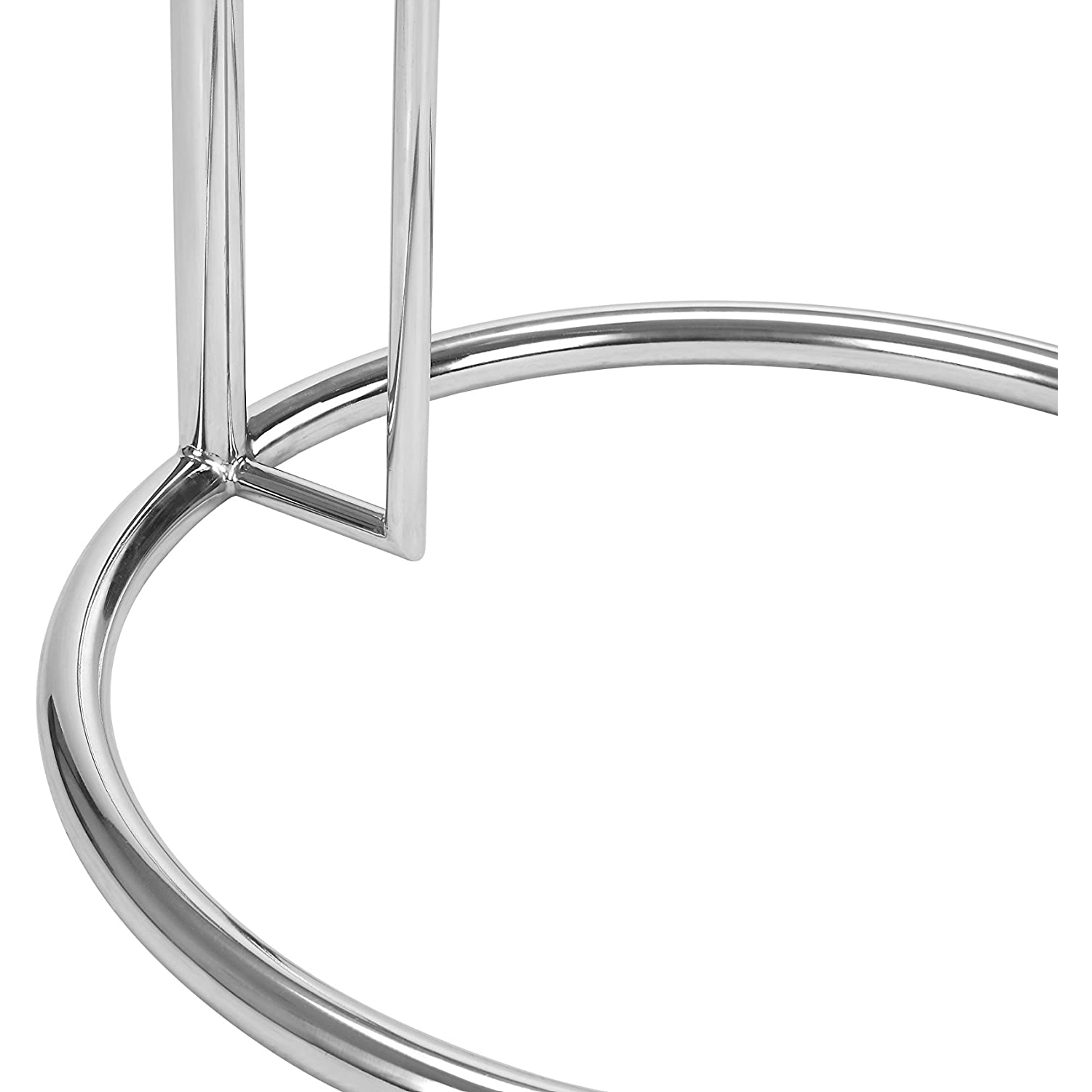 Eileen Gray Furniture® Nicer Side Table basse réglable en verre trempé cercle supérieur et cadre en acier inoxydable Tublar