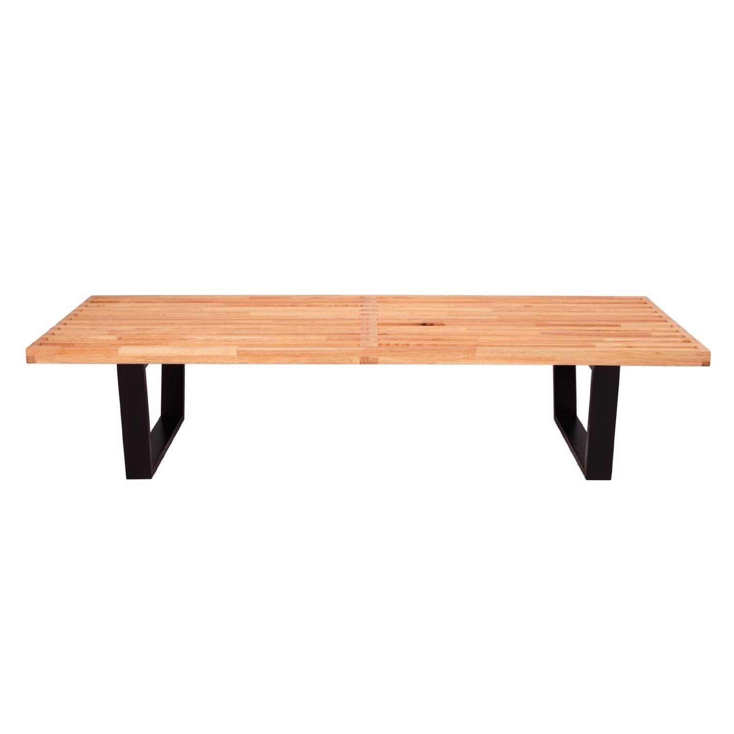 George Nelson Furniture® Nicer Plate-forme Banc Hardwood Haut Finition et noir peint Pieds en bois massif fini naturel 5 pieds