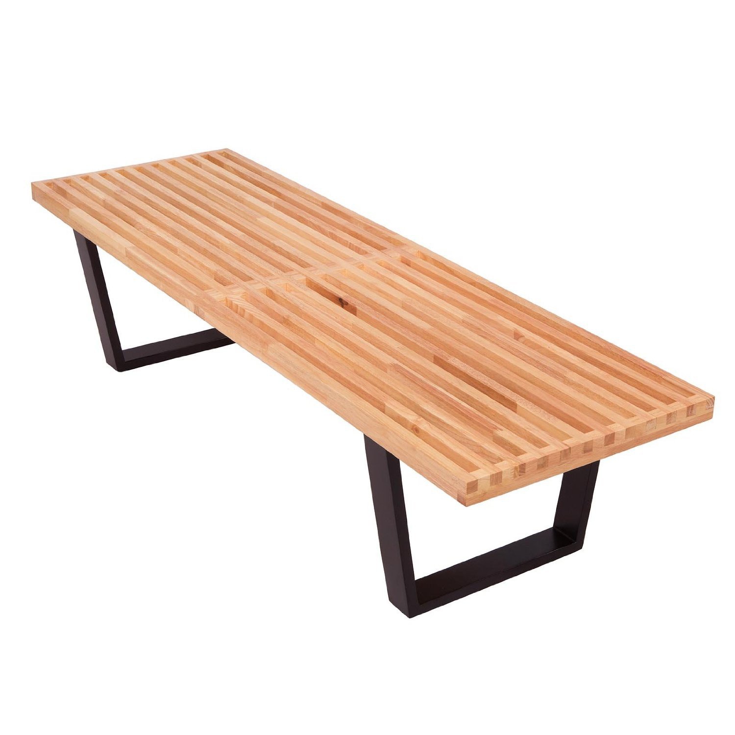 George Nelson Furniture® Nicer Plate-forme Banc Hardwood Haut Finition et noir peint Pieds en bois massif fini naturel 5 pieds