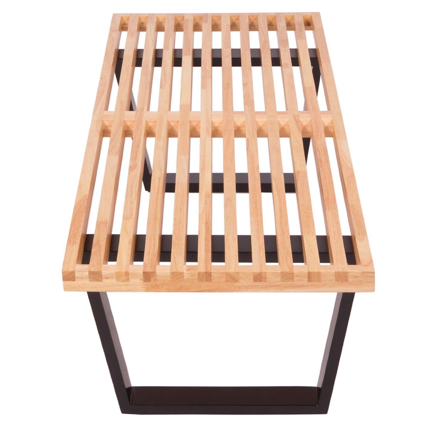 George Nelson Furniture® Nicer Plate-forme Banc Hardwood Haut Finition et noir peint Pieds en bois massif fini naturel 5 pieds