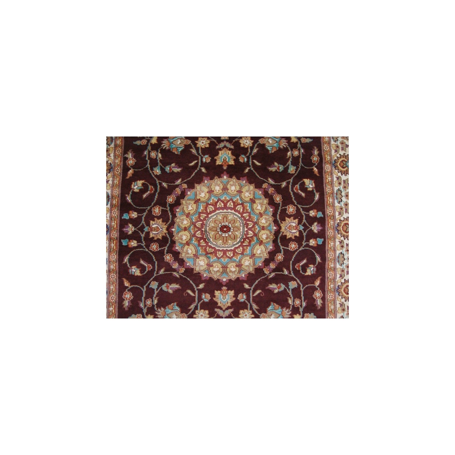 Love Dark Mehroon Red Floral Area Rug Hand Knotted Wool Silk Carpet'