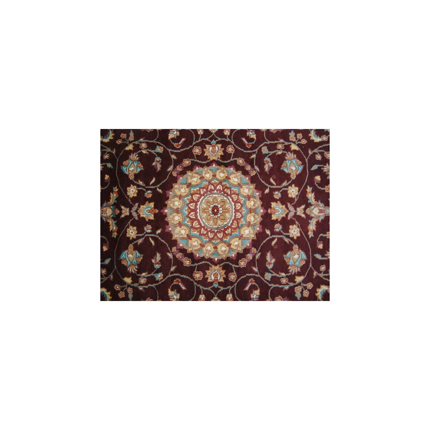 Love Dark Mehroon Red Floral Area Rug Hand Knotted Wool Silk Carpet'