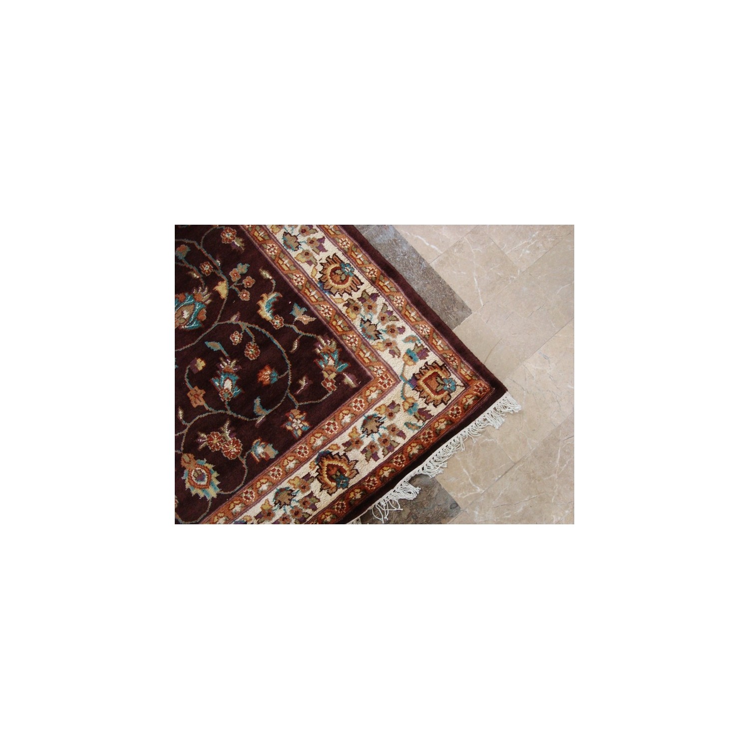 Love Dark Mehroon Red Floral Area Rug Hand Knotted Wool Silk Carpet'