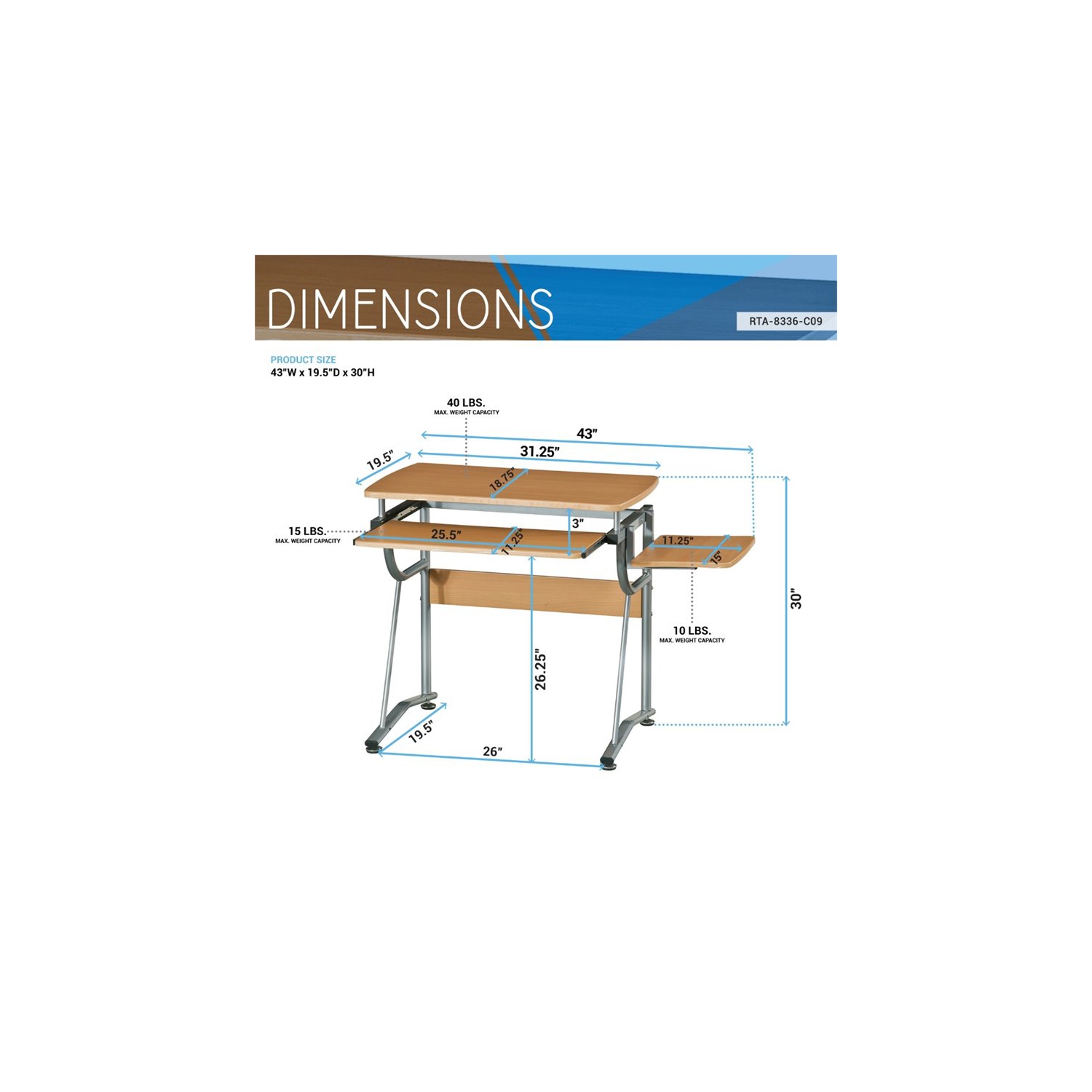 TECHNI MOBILI Cassandra Wood Comptuer Desk in Cherry