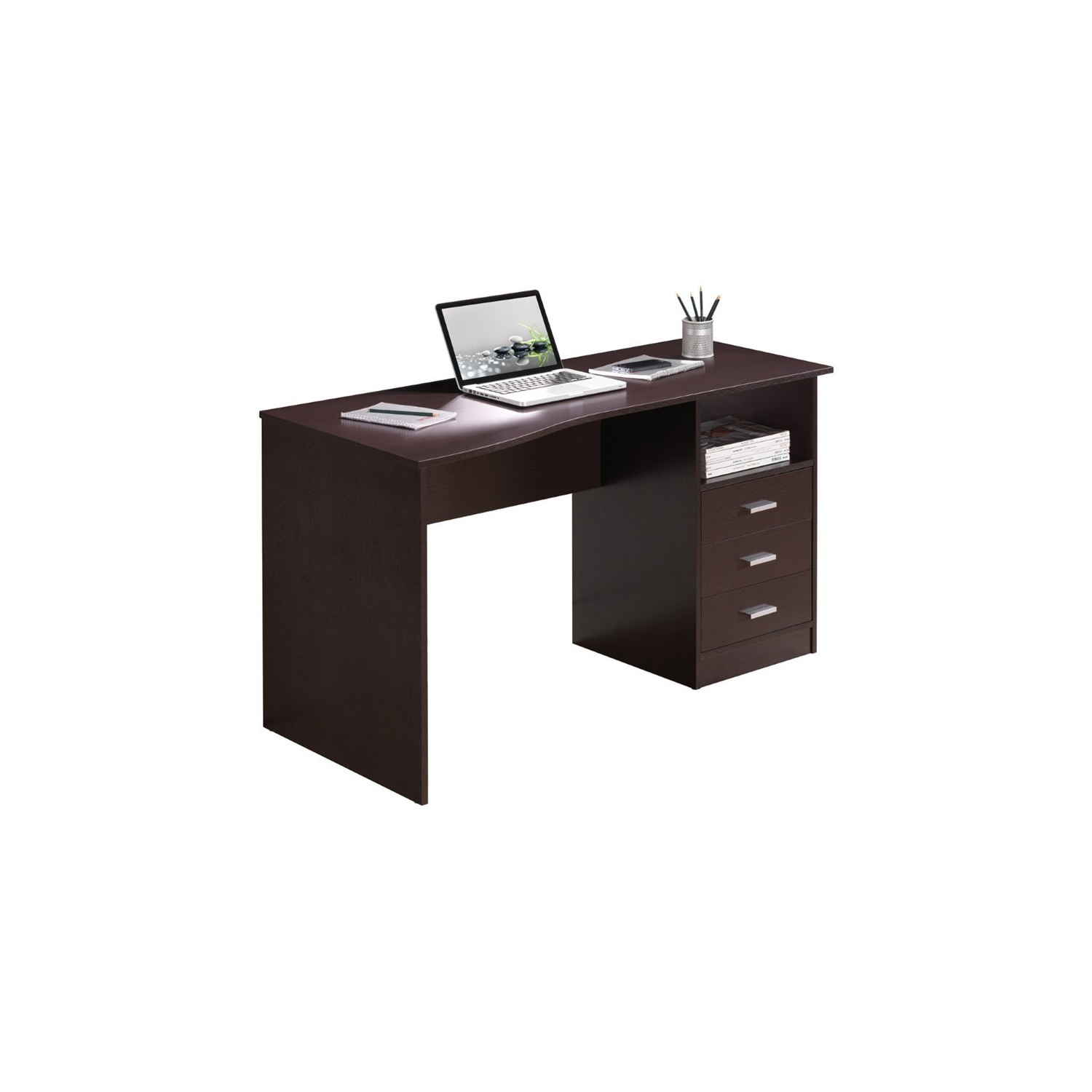 Techni Mobili Classy Computer Desk with 3 Drawers in Espresso