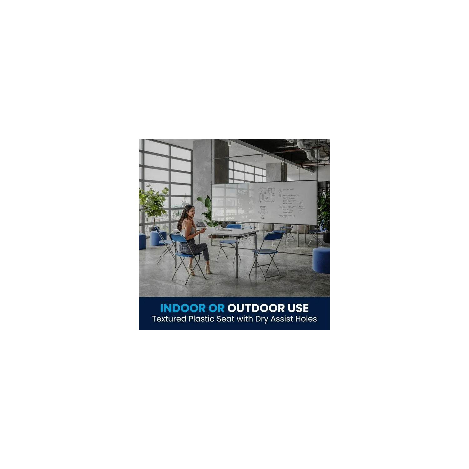 HERCULES Series 650 lb. Capacity Premium Blue Plastic Folding Chair