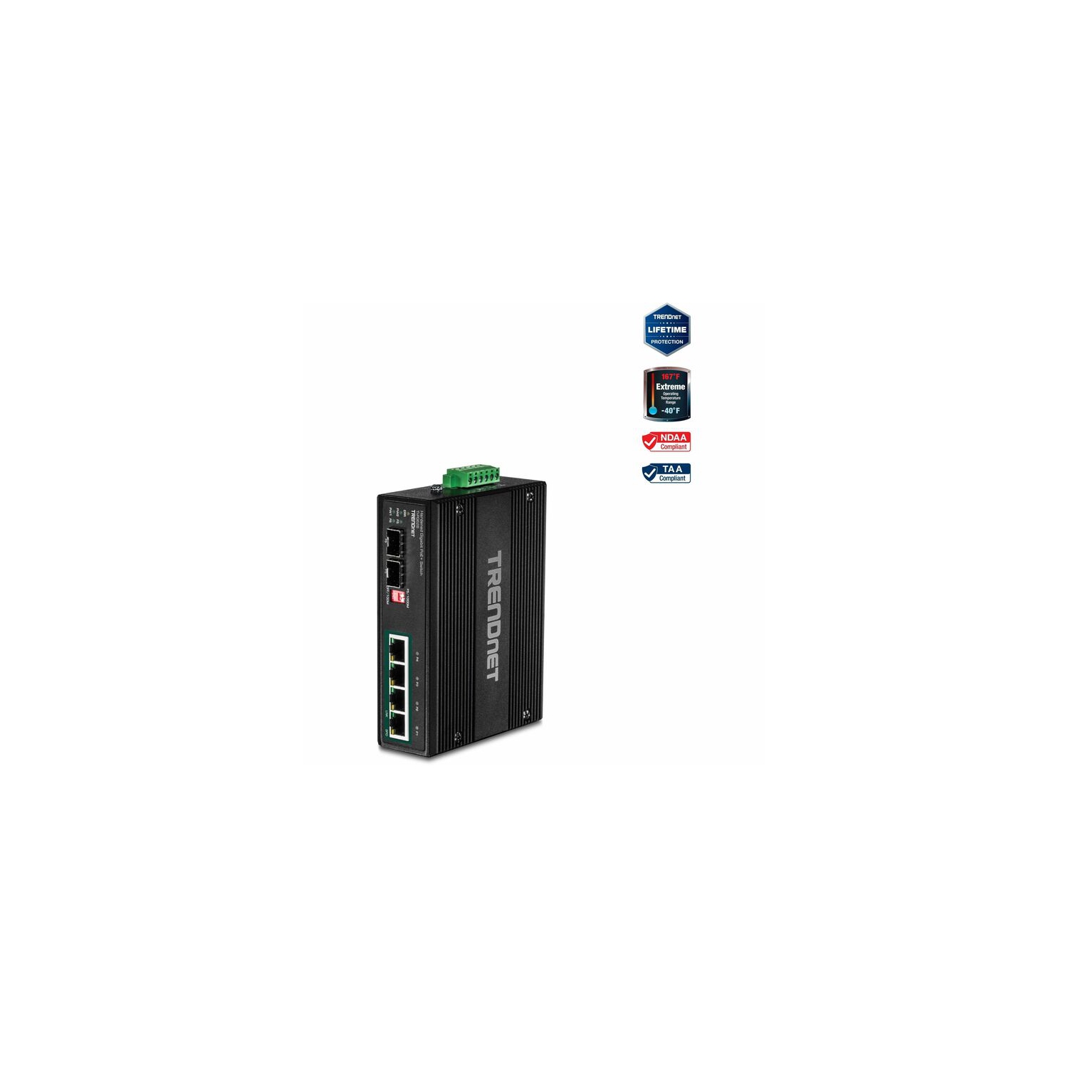 TRENDnet – Commutateur industriel Gigabit PoE+ DIN 12 à 6 ports TI-62&nbsp;B, 56&nbsp;V