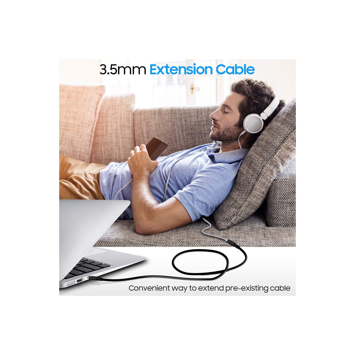 Câble de rallonge pour casque d'écoute audio stéréo 3,5 mm - 3 pi