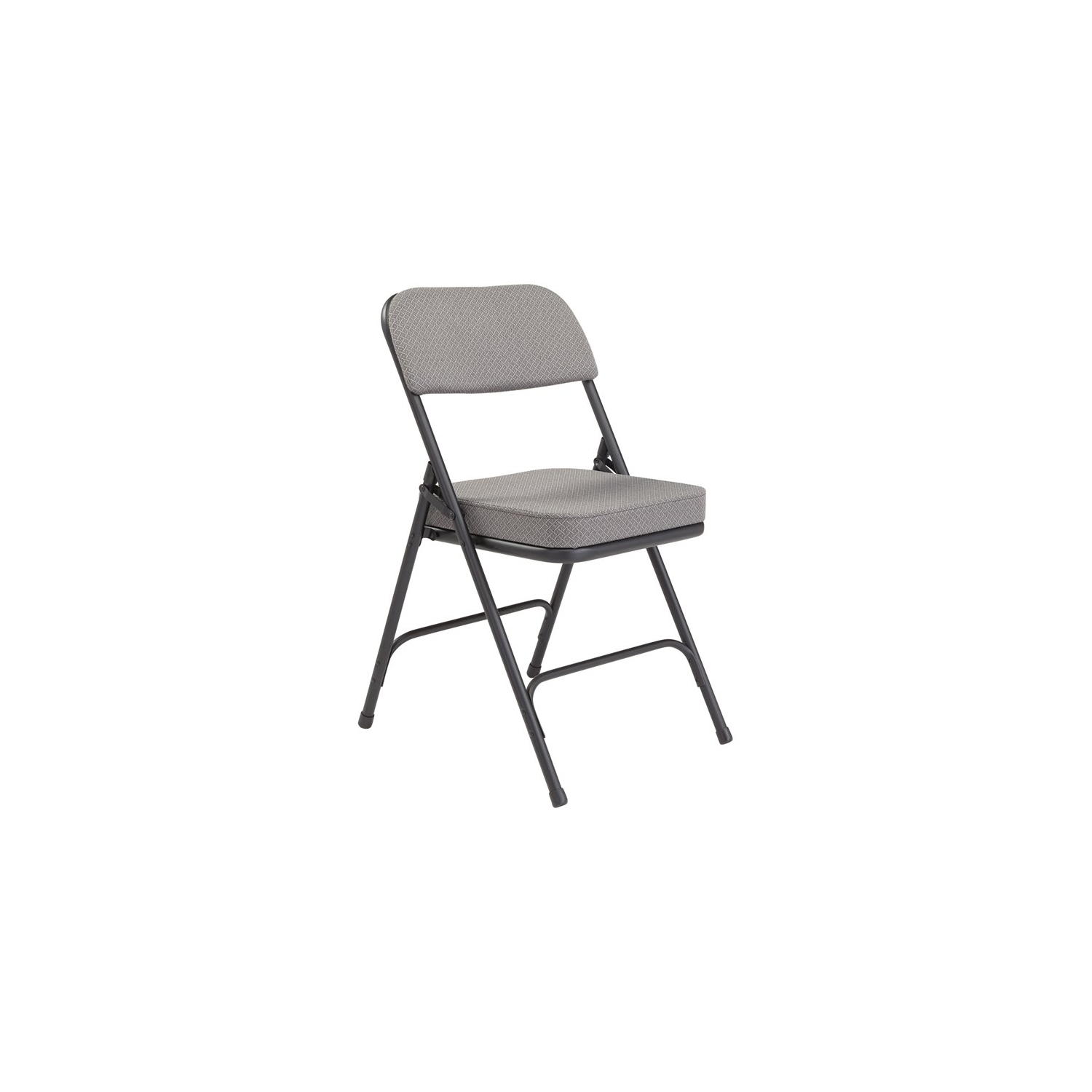 2" Upholstered Seat Folding Chair Fabric Color: Charcoal Pattern, Frame Color: Textured Black - 2 Pack