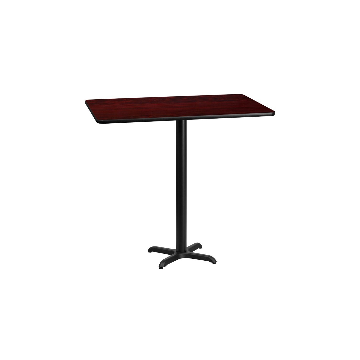 30'' x 60'' Rectangular Mahogany Laminate Table Top with 22'' x 22'' Bar Height Table Bases [XU-MAHTB-3060-T2222B-GG]