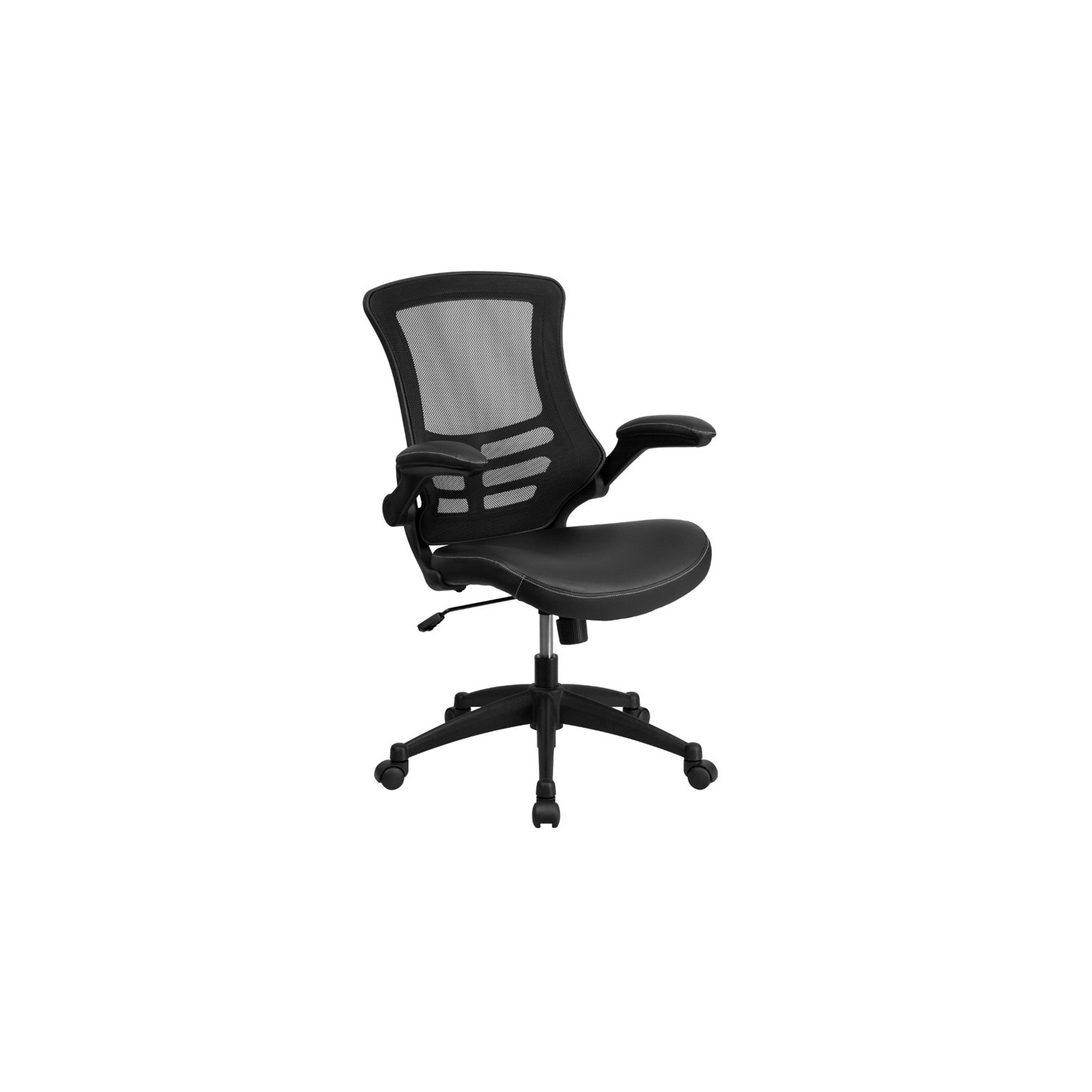 Flash Furniture Mid Back Mesh Leather Office Chair in Black | Best