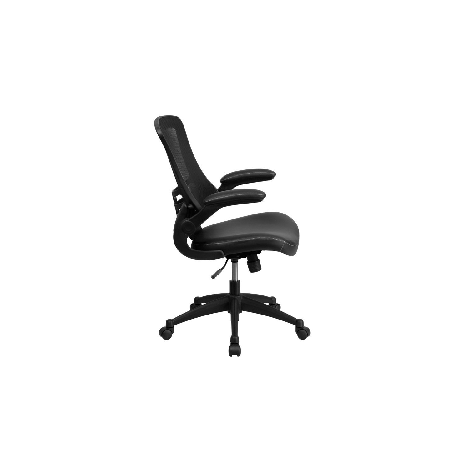 Flash Furniture Mid Back Mesh Leather Office Chair in Black | Best