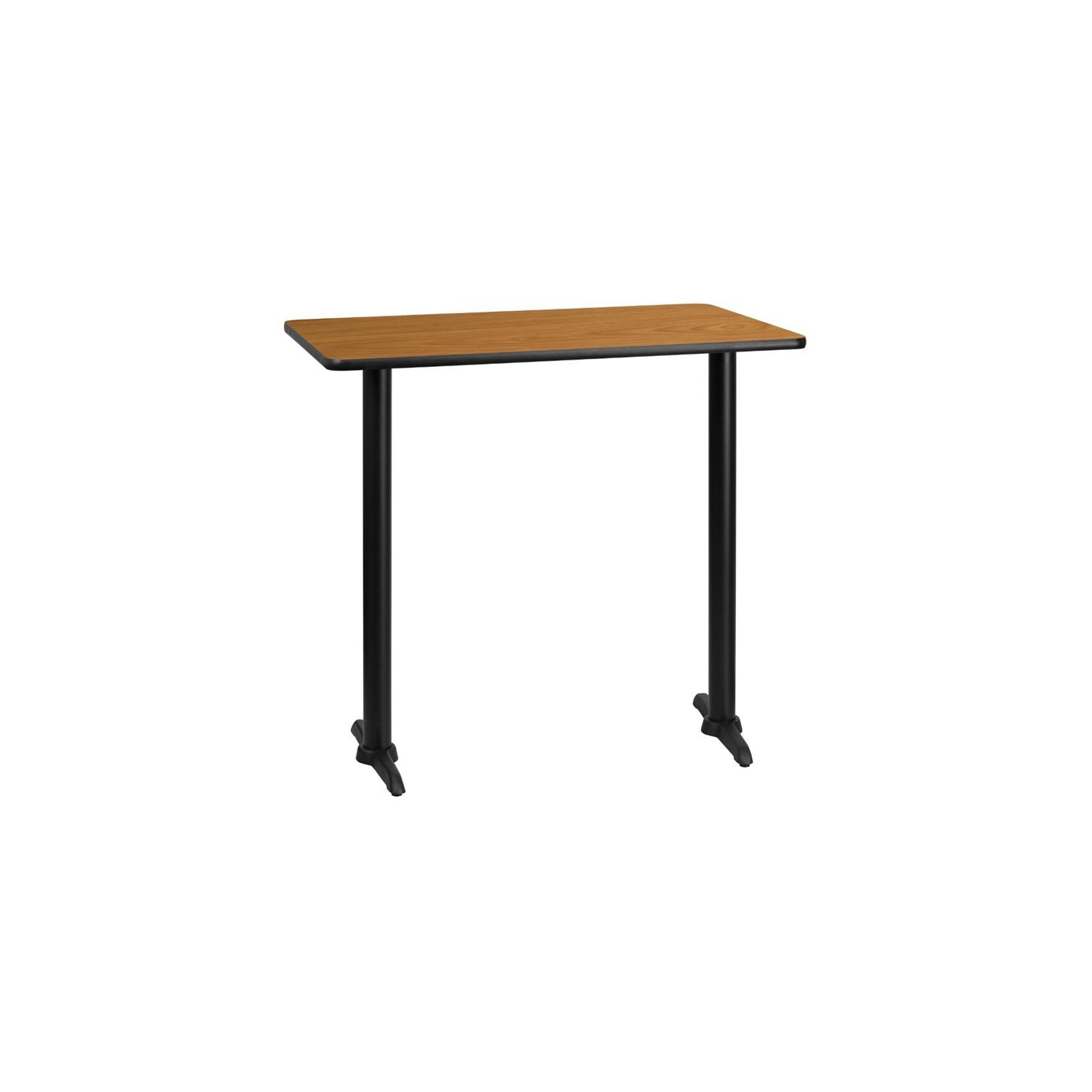 30'' x 42'' Rectangular Natural Laminate Table Top with 5'' x 22'' Bar Height Table Bases