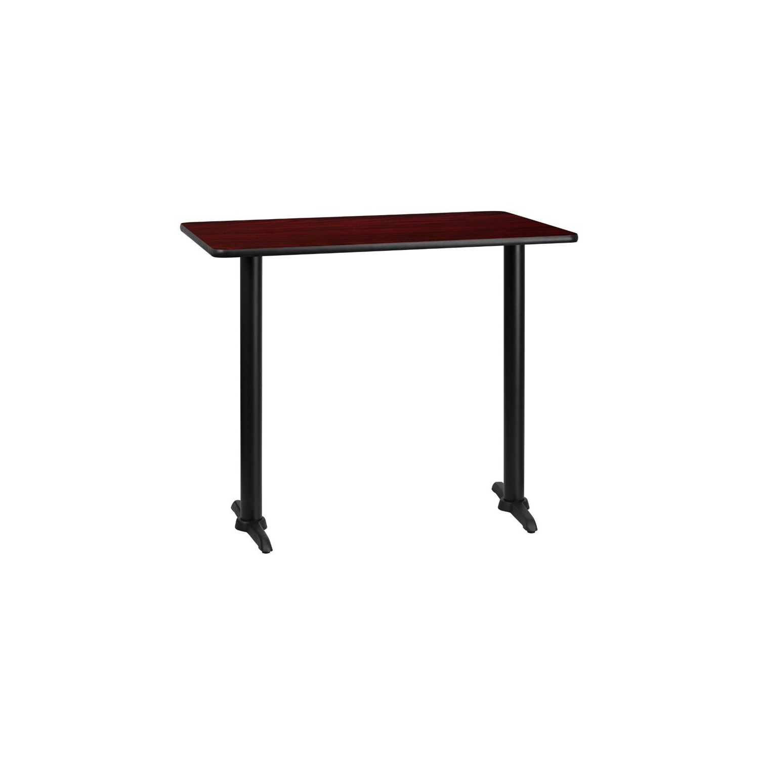 30'' X 48'' Rectangular Mahogany Laminate Table Top With 5'' X 22'' Bar Height Table Bases [Xu-Mahtb-3048-T0522b-Gg]